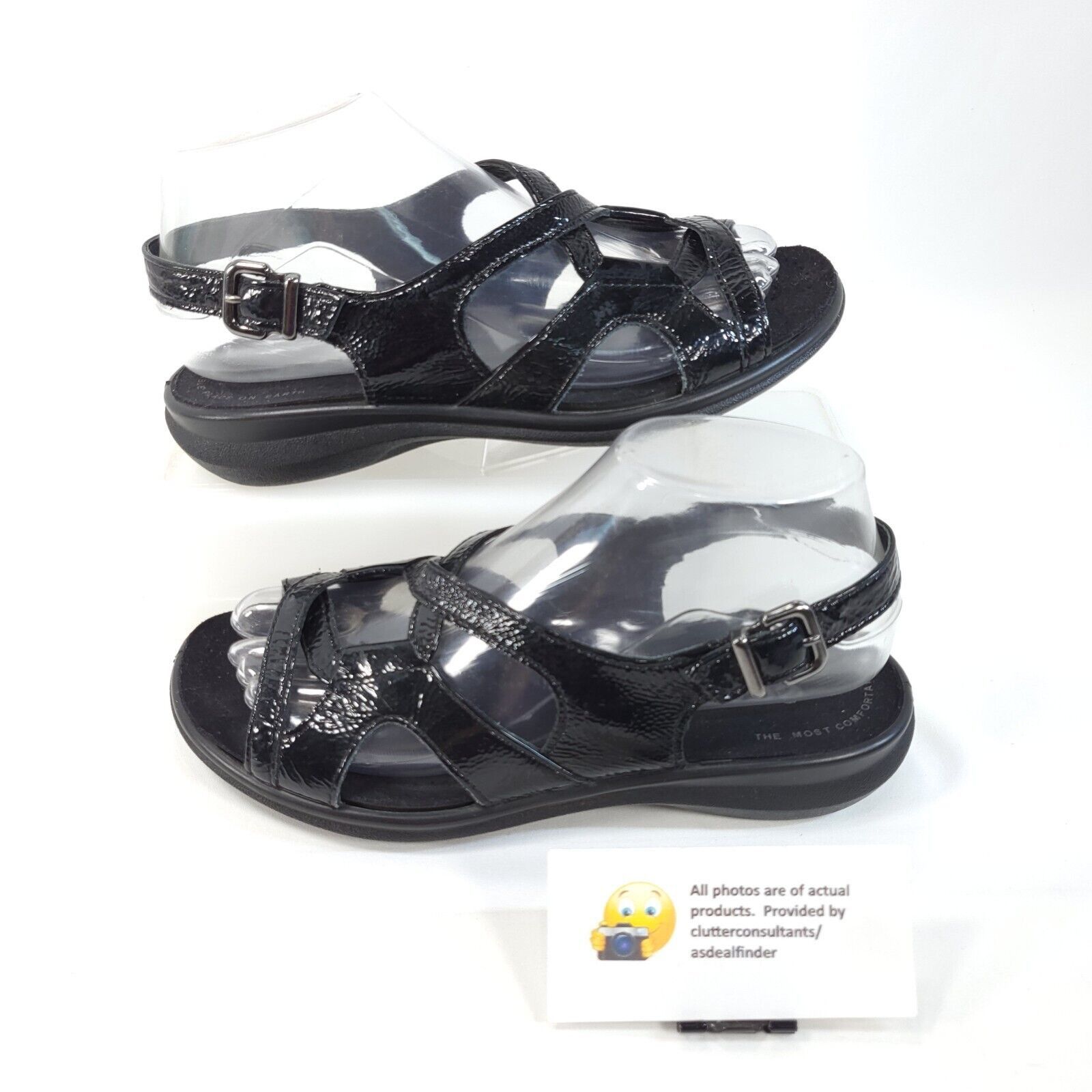 Ecco Ecco Patent Slingback Buckle Sandals Women Size 6.5 37 Black Size US 6.5 / IT 36.5 - 5 Thumbnail