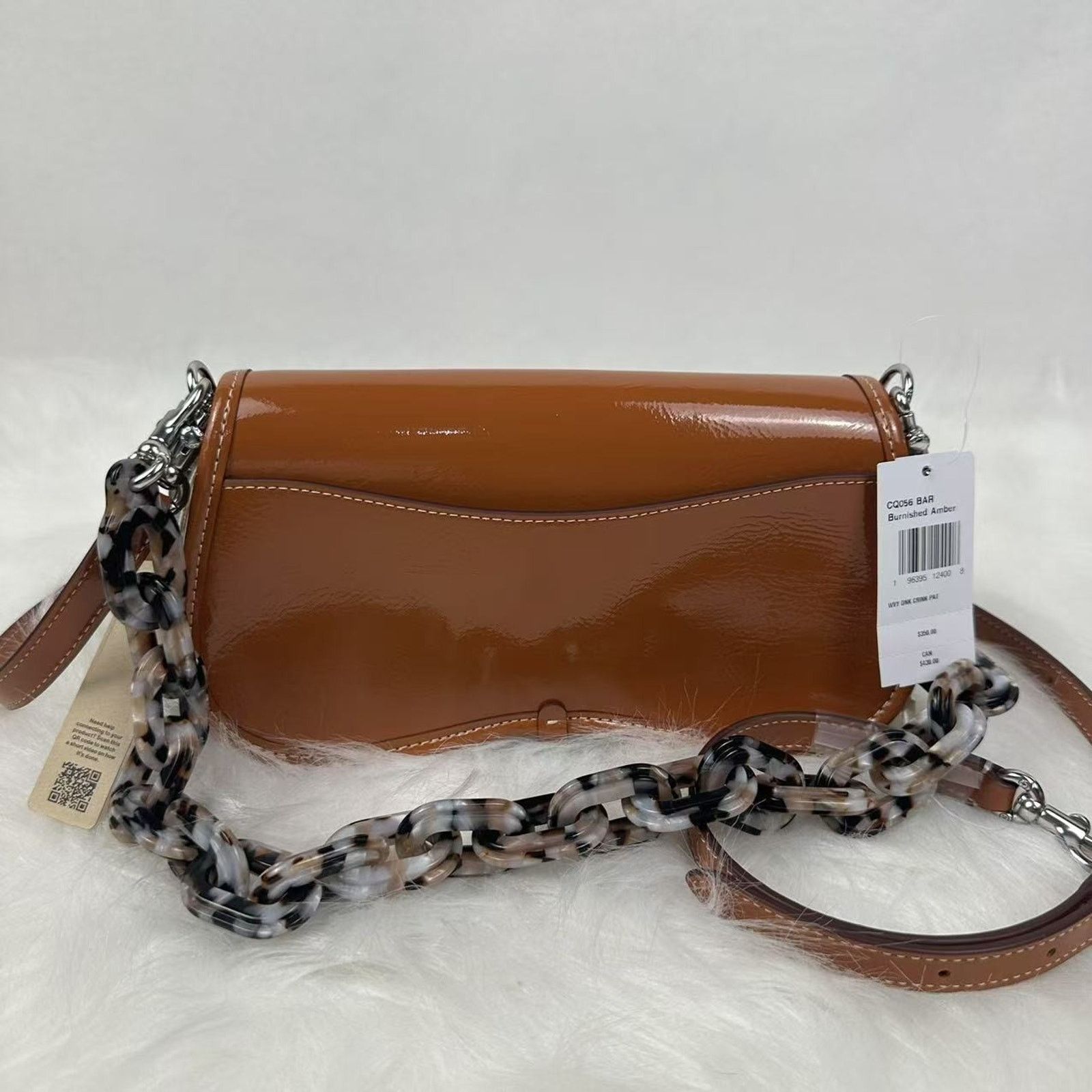 Coach COACH Mini Wavy Dinky Crinkle Patent Leather Crossbody Amber Size ONE SIZE - 5 Thumbnail