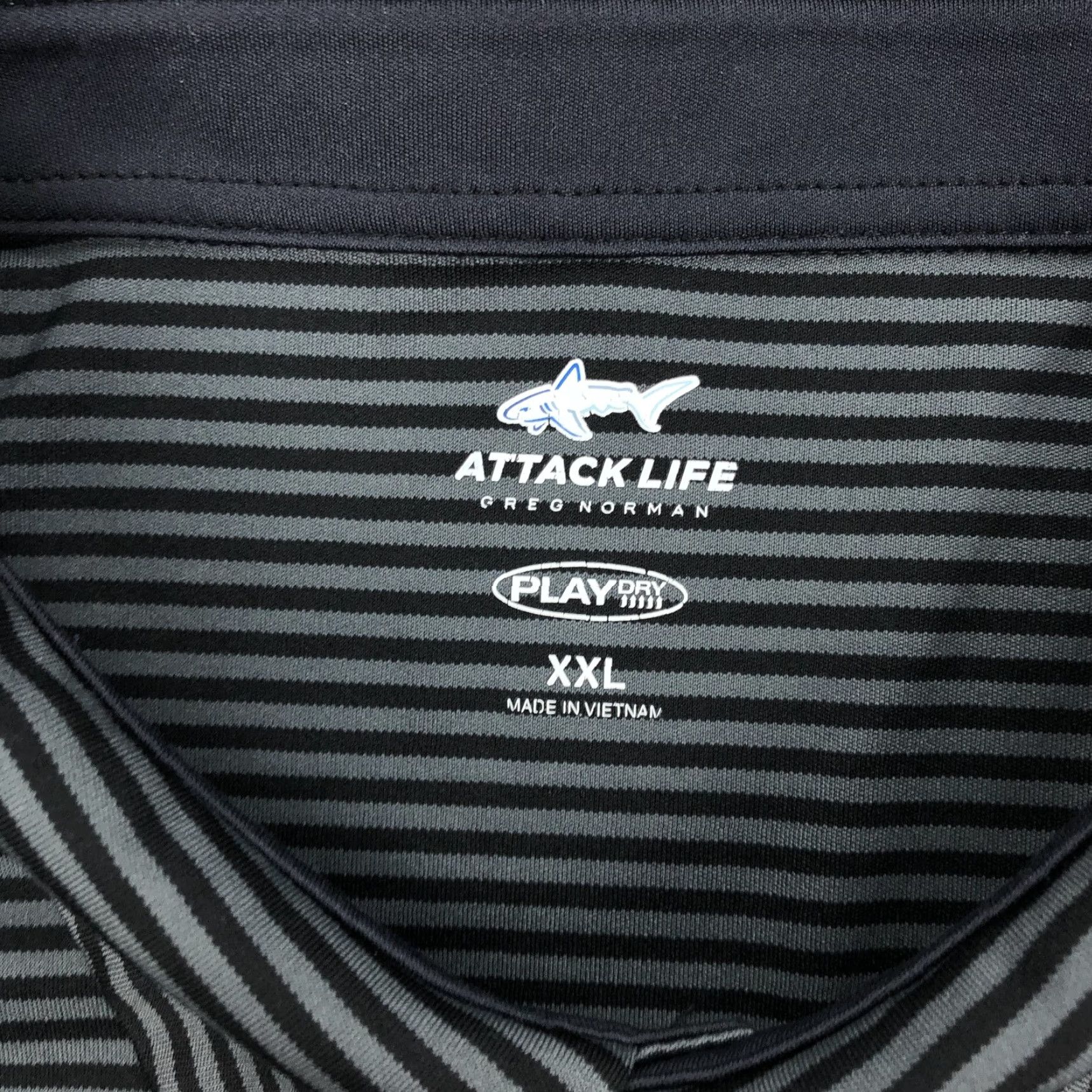 Vintage Greg Norman Attack Life Polo Shirt Striped Gray Black XX-Large Men Short Sleeve Golf Shirt Size US XXL / EU 58 / 5 - 4 Thumbnail