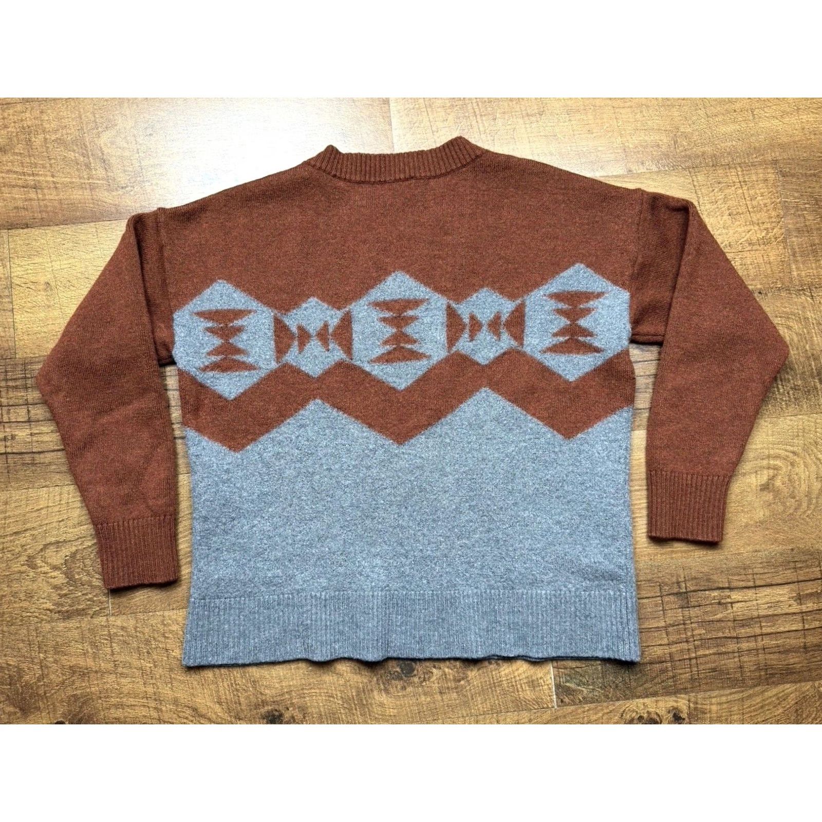 Pendleton Pendleton Women’s Sonora Aztec Sweater Merino Wool Pullover Large Orange 100% Wool Mens Womens Girls Boys Size L / US 10 / IT 46 - 3 Thumbnail