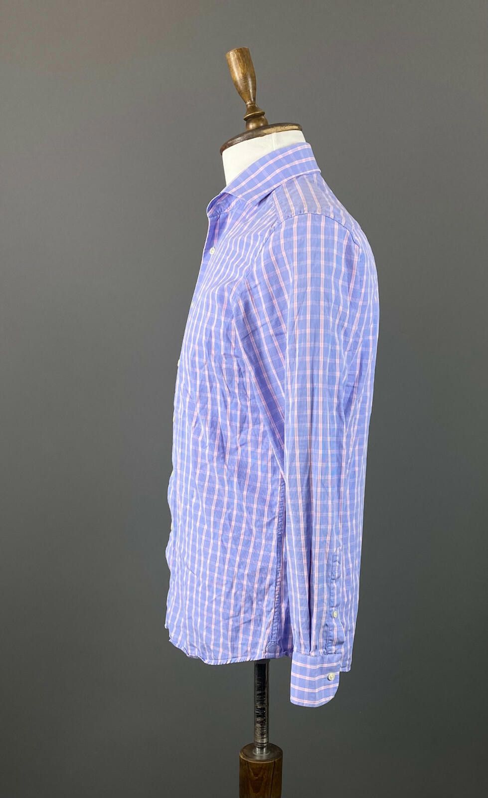 Designer Hackett London 100's 2 Ply Slim Fit Blue Shirt Size 39 Size US M / EU 48-50 / 2 - 3 Thumbnail