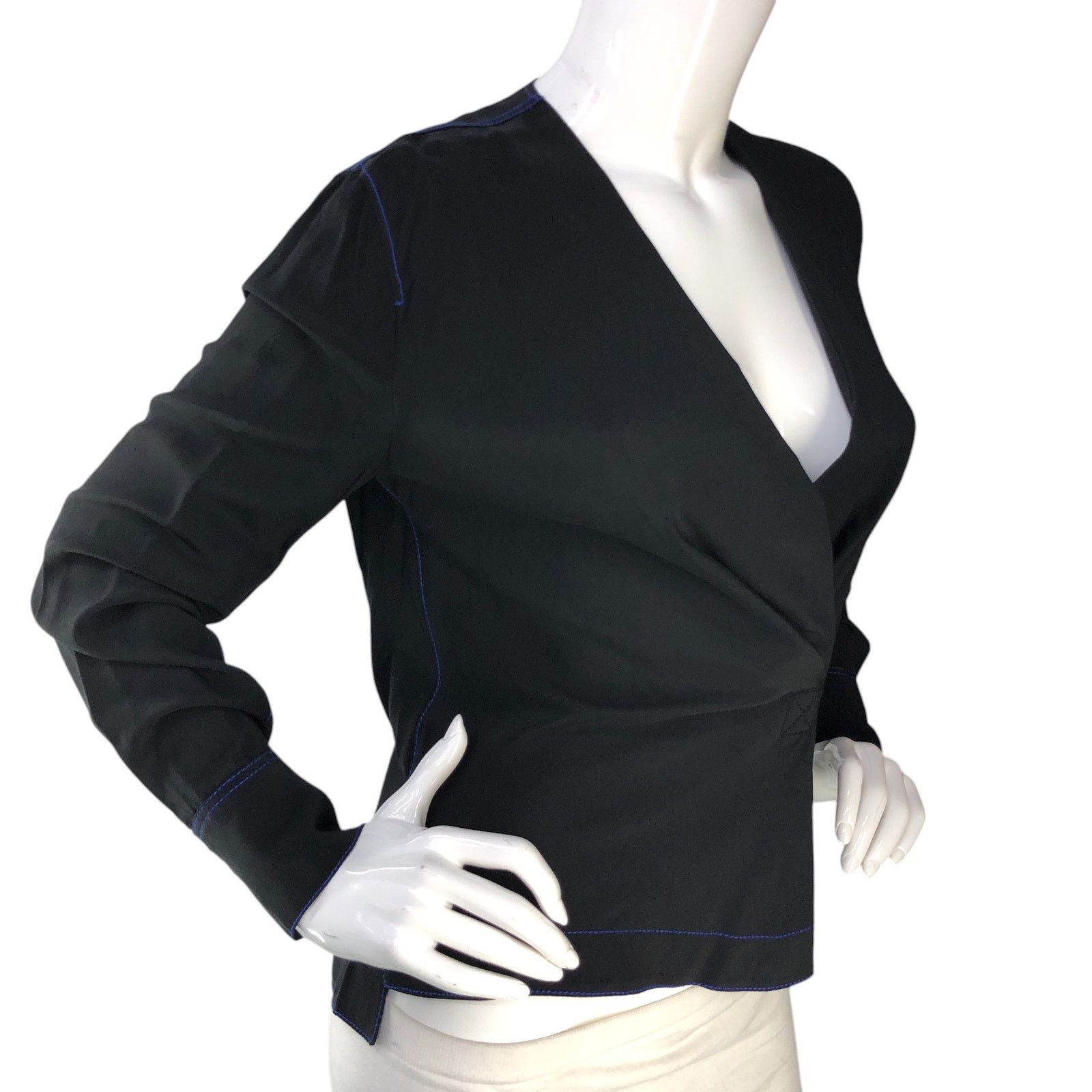 Rag & Bone Rag & Bone Size XS Wrap Top Long Sleeve V Neck Silk Black Size XS / US 0-2 / IT 36-38 - 10 Thumbnail