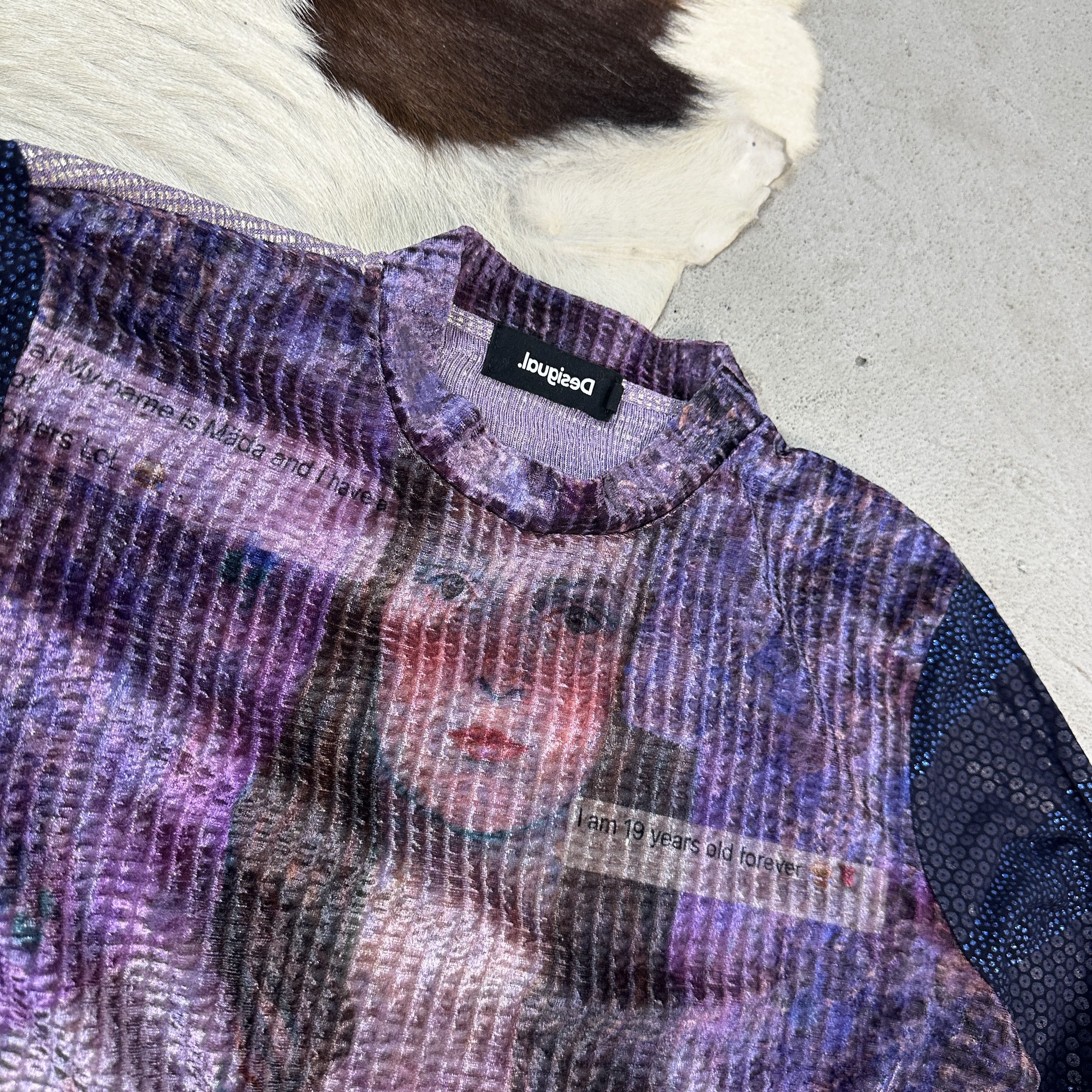 Desigual × Vintage Avant Garde Velour Longsleeve Desigual Im Nineteen Forever Size L / US 10 / IT 46 - 3 Thumbnail