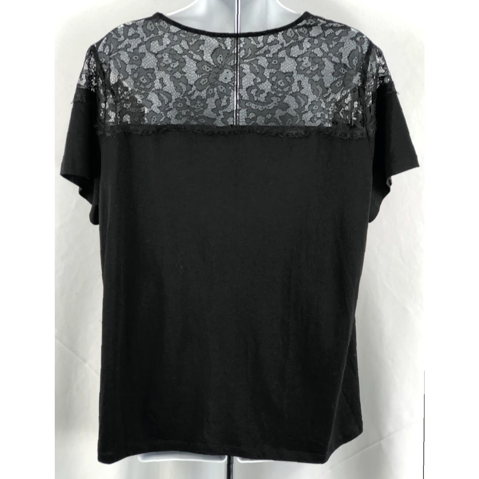 Vintage Cato Lace Top Blouse 18/20W Black Scoop Neck Short Sleeve Lace Plus Size Womens Size XXL / US 16-18 / IT 52-54 - 3 Thumbnail