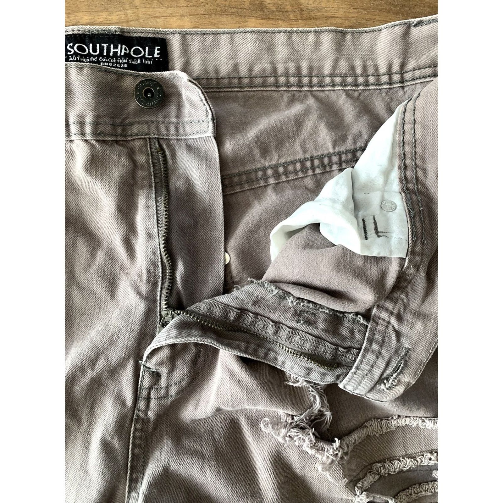 Southpole VINTAGE Southpole Jeans Men's 38x32 Gray Distressed Straight Leg Denim 2000s Y2K Goth Punk Rock Band Logo 5-Pocket Mens Regular 31 In Inseam Size US 38 / EU 54 - 5 Thumbnail