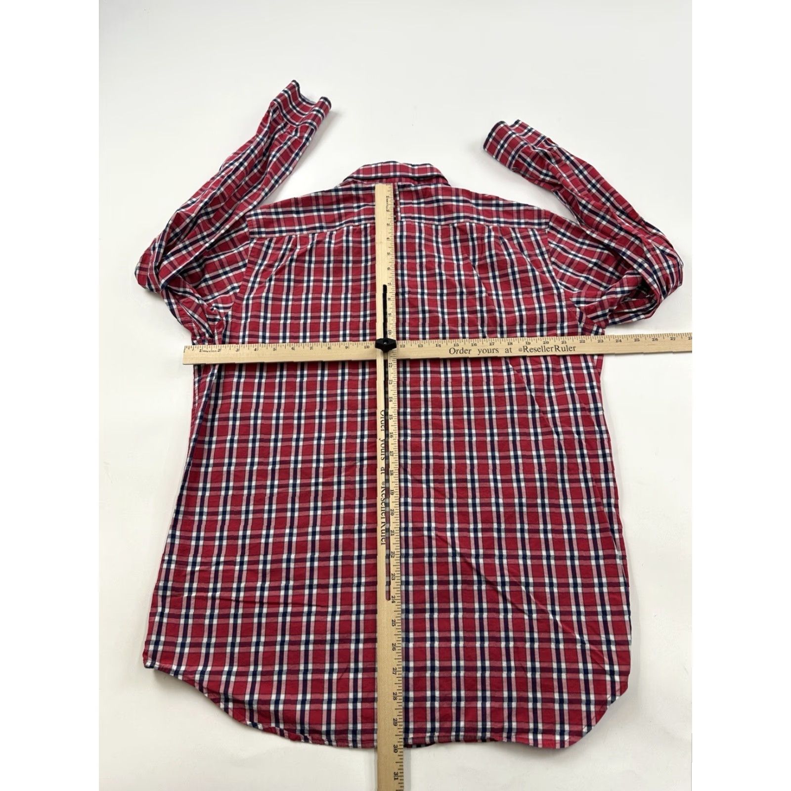 Banana Republic Banana Republic Shirt Mens Large Red Plaid Button Up Cotton Long Sleeve Casual Casual Mens L Red Button-Up Shirt Size US L / EU 52-54 / 3 - 4 Thumbnail