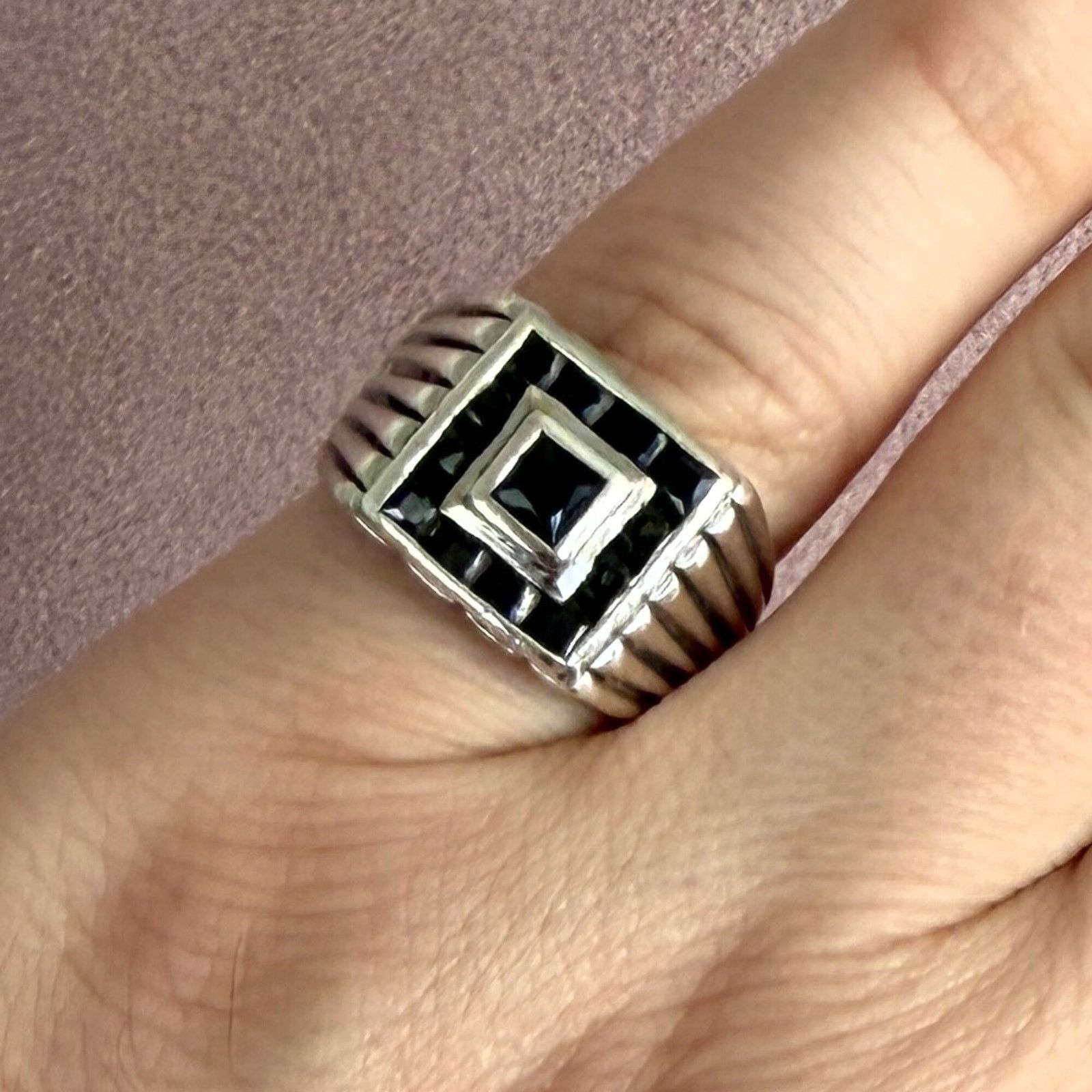 Sterling Silver sterling silver channel-set black cz signet ring size 9.5 Size ONE SIZE - 1 Thumbnail