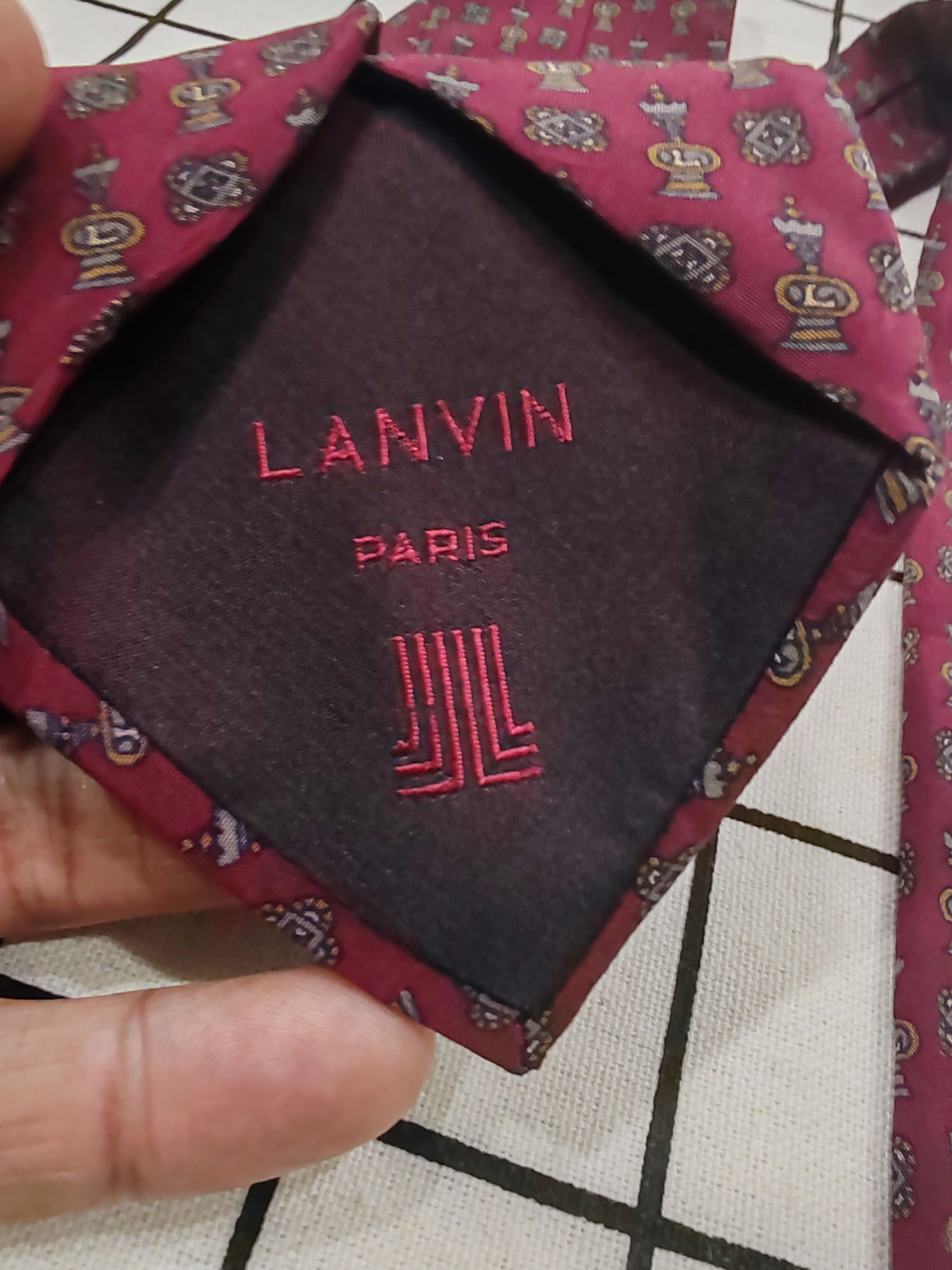 Lanvin LANVIN PARIS IWRYHIOR Necktie Maroon Pure Silk for Men Size ONE SIZE - 5 Thumbnail