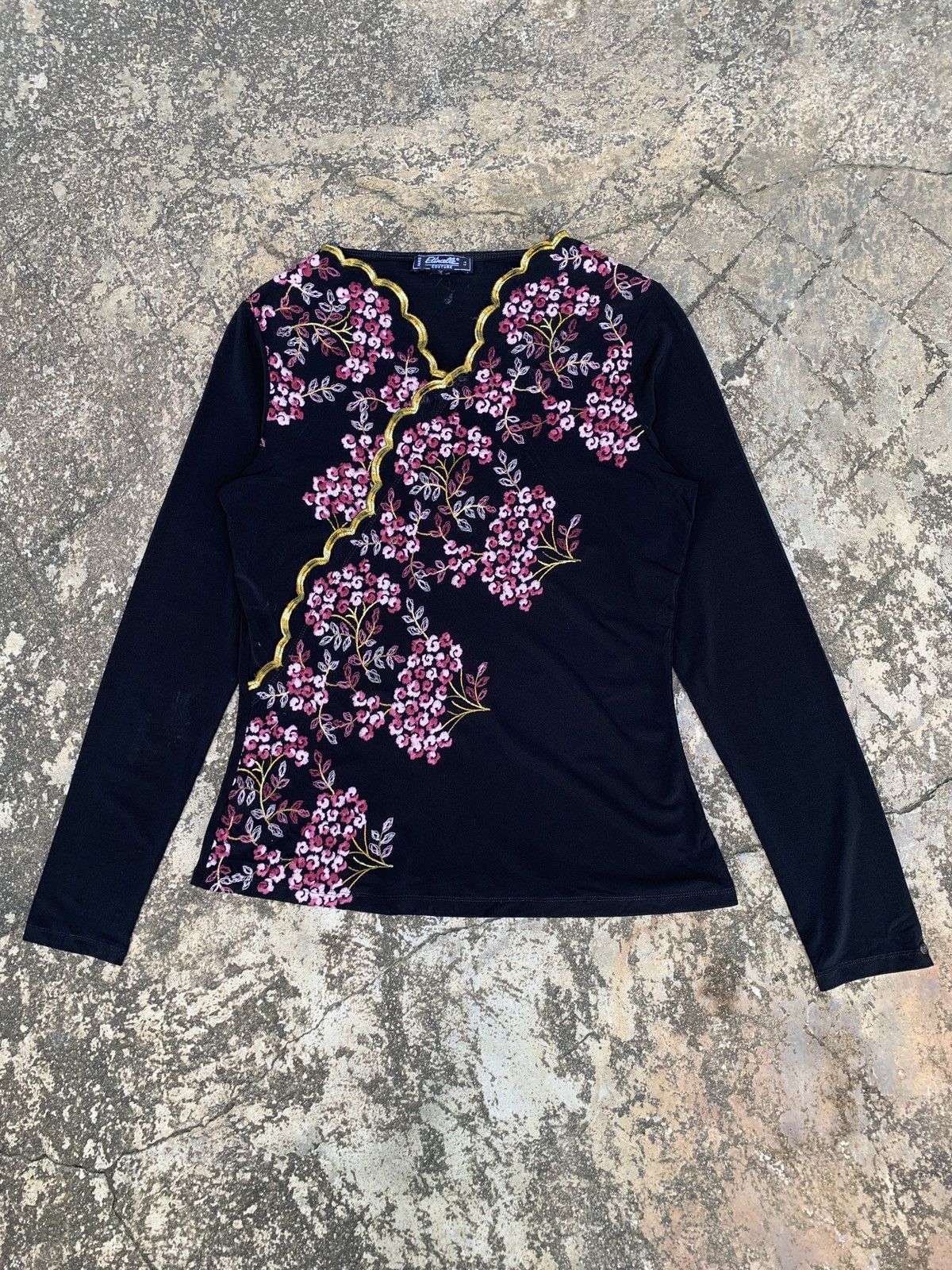 Designer × Seditionaries y2k Etincelle Couture Paris Flower Embroidery Longsleeve Top Size M / US 6-8 / IT 42-44 - 1 Thumbnail