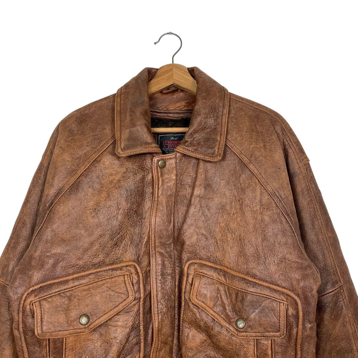 Japanese Brand D’Homme A Homme Military Leather Jacket Size US M / EU 48-50 / 2 - 2 Thumbnail