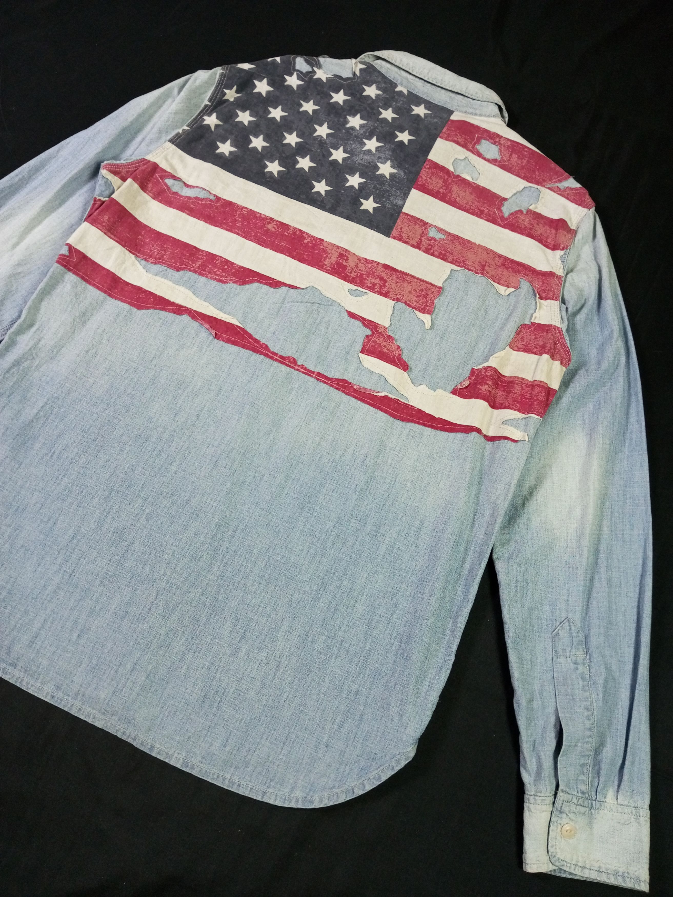 Denim & Supply Ralph Lauren Vintage Distressed Denim & Supply Patchwork American Flag Size US M / EU 48-50 / 2 - 17 Thumbnail