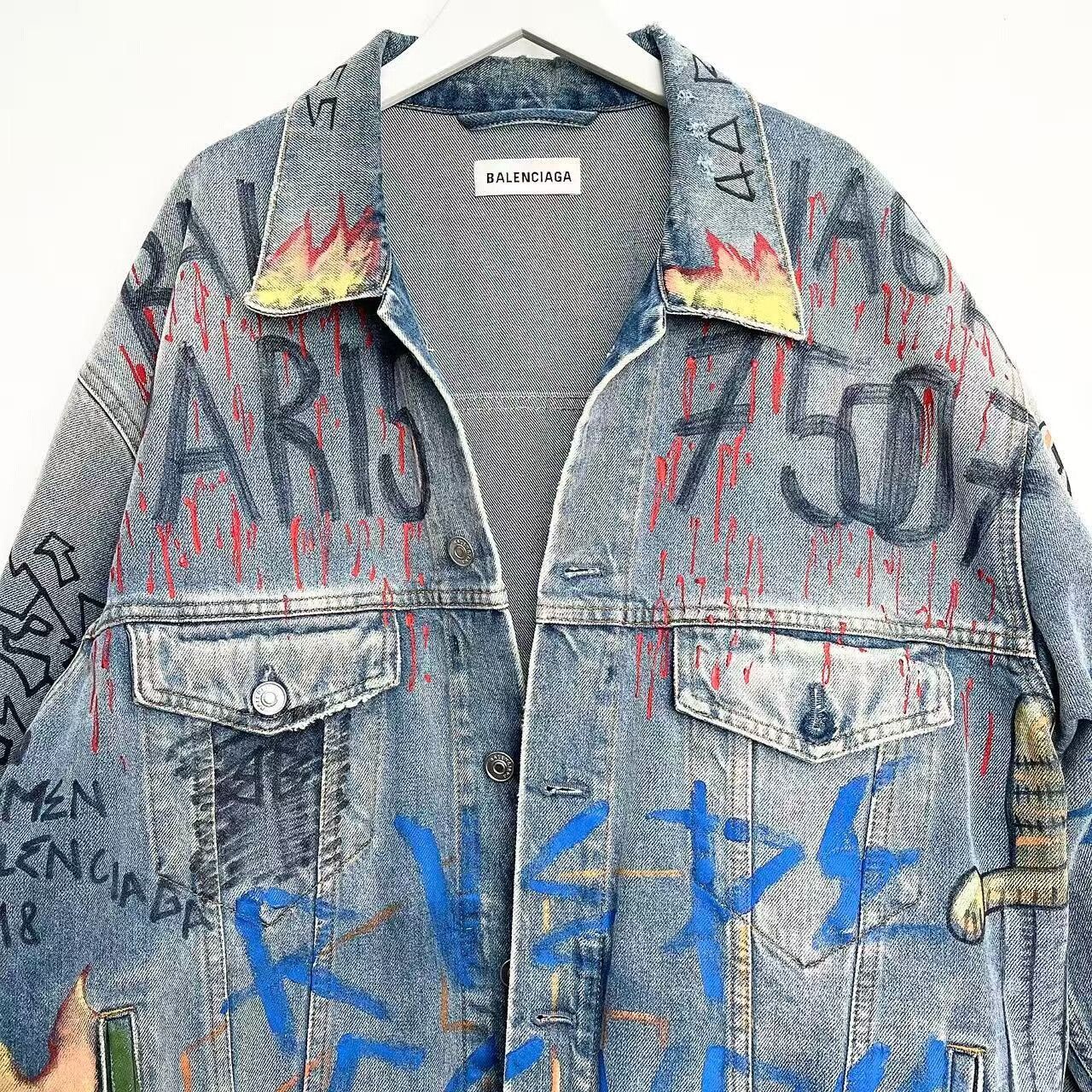 Balenciaga oversized graffiti denim jacket Size US M / EU 48-50 / 2 - 2 Thumbnail