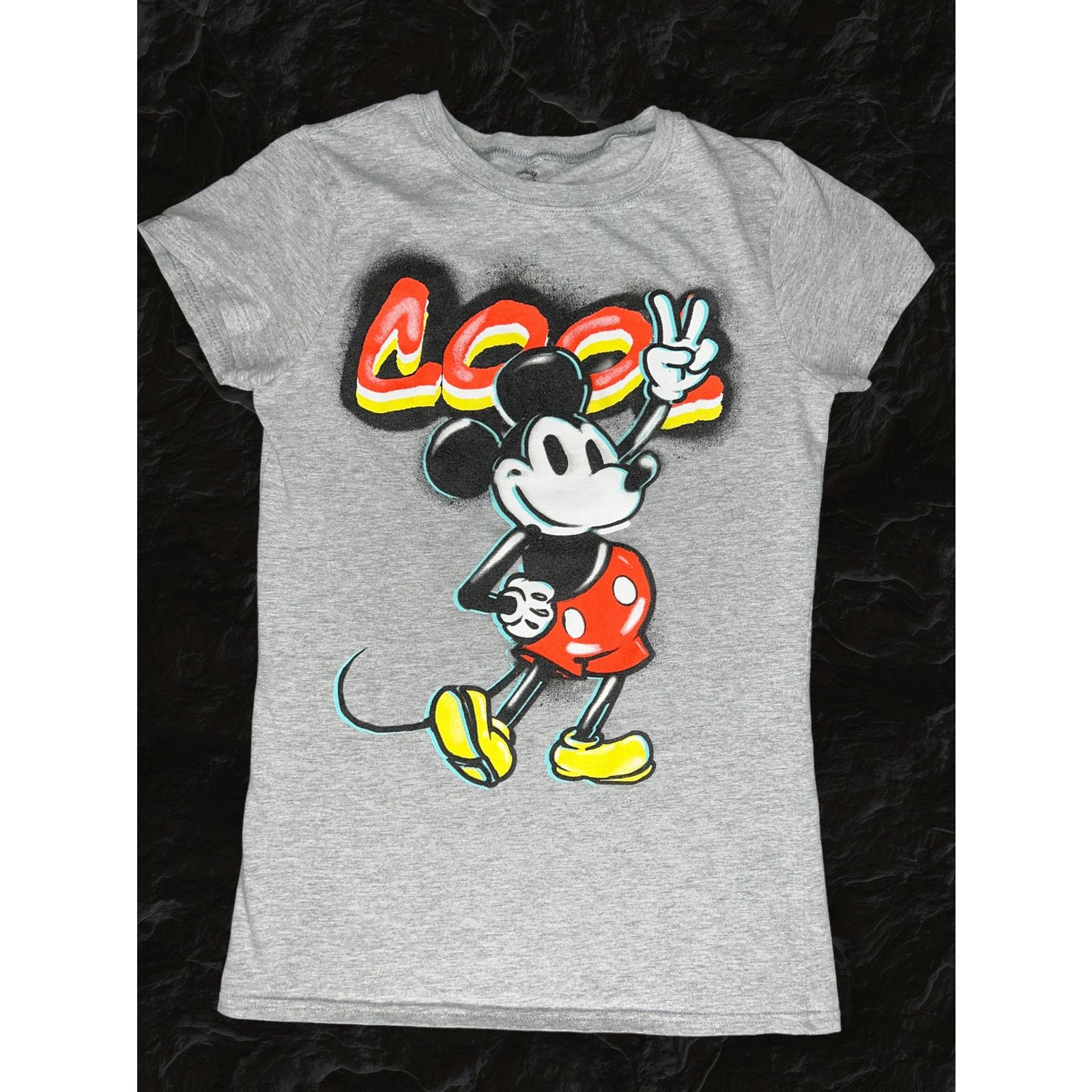 Disney Mickey Mouse Cool Peace Sign Disney Children's T-Shirt Small Size S / US 4 / IT 40 - 1 Thumbnail