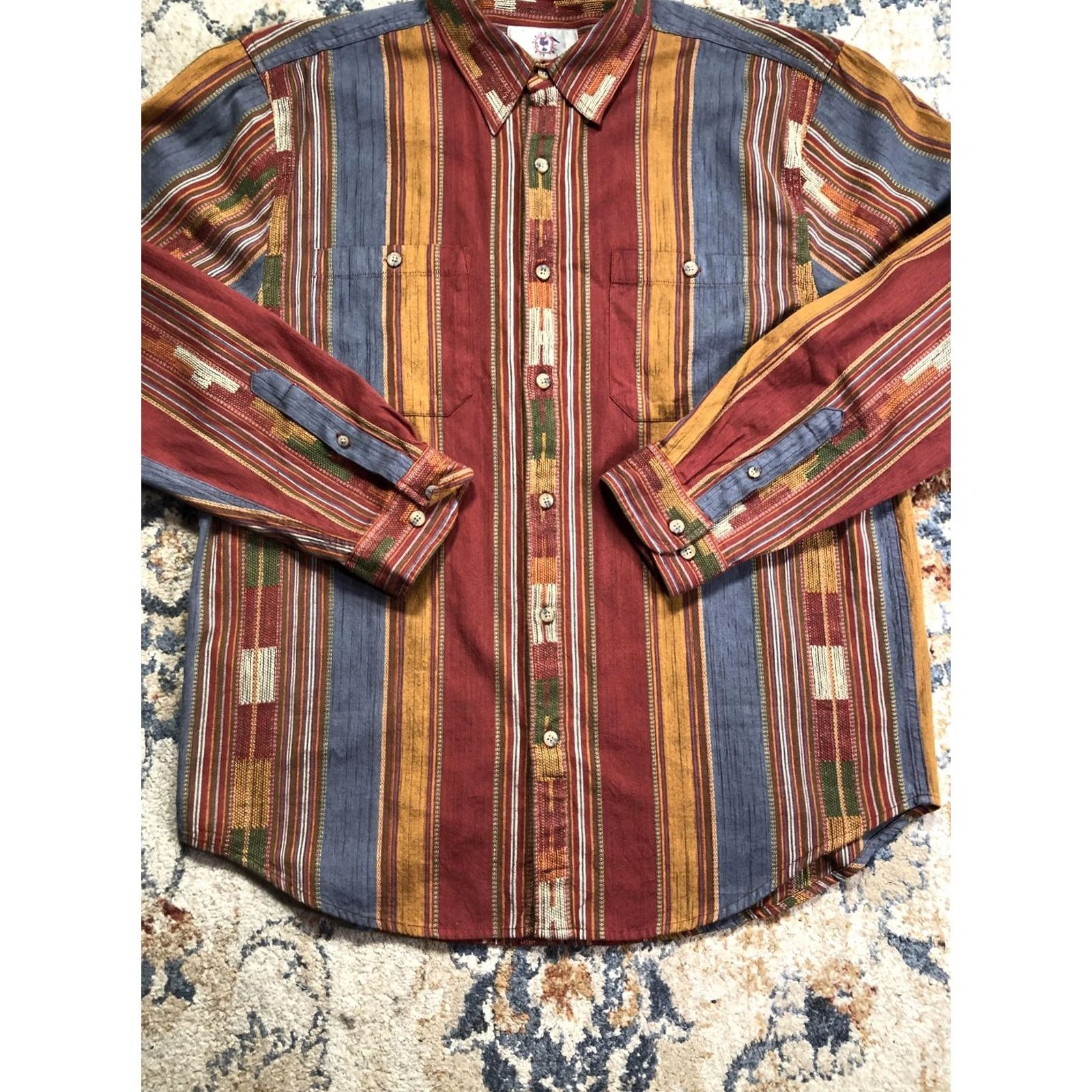 The Territory Ahead The Territory Ahead Shirt Mens XL Multicolor Stripe Long Sleeve Button Up Western Size US XL / EU 56 / 4 - 5 Thumbnail