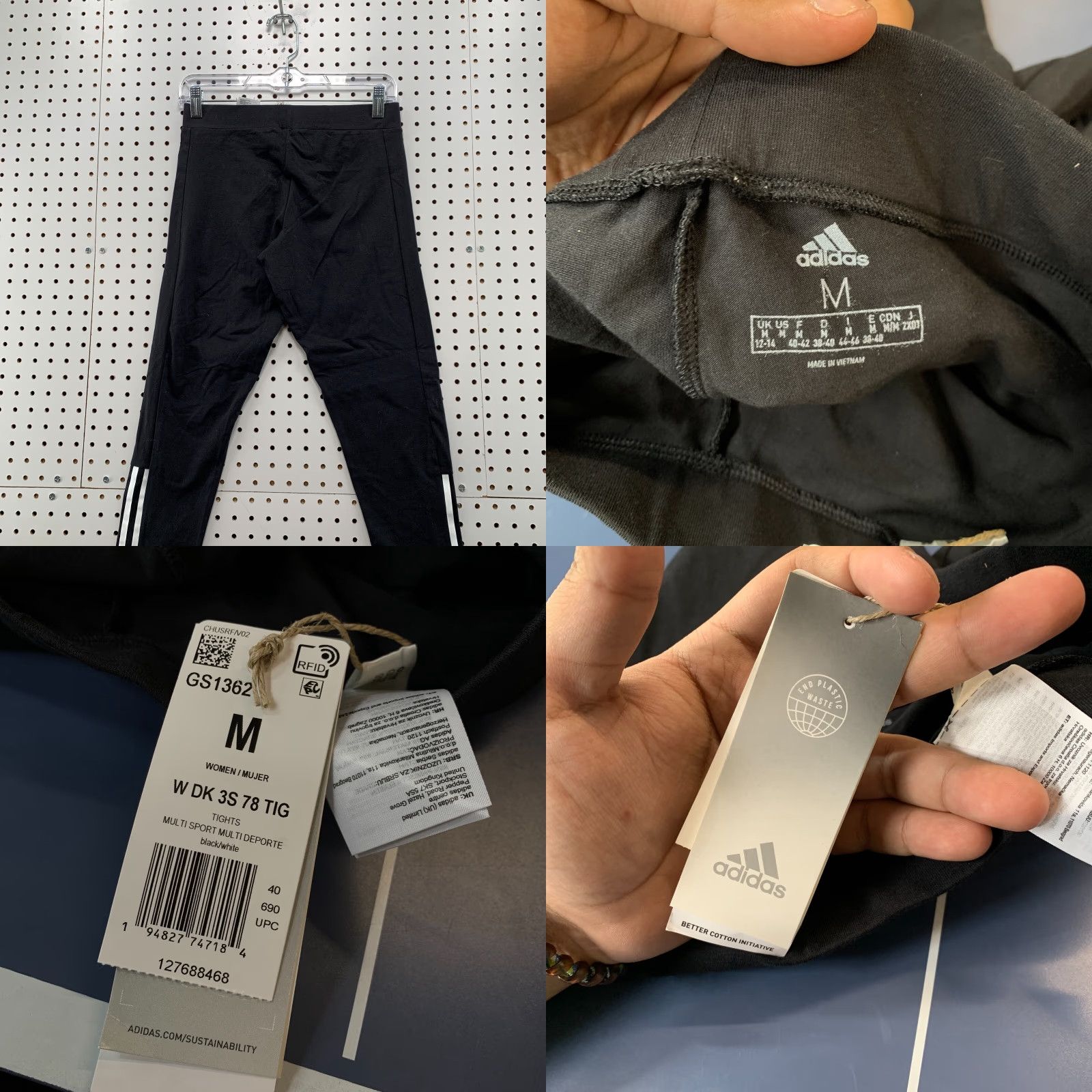 Adidas Adidas Track Pants Womens Medium Black White Striped Side 27x25 NWT Size 32" / US 10 / IT 46 - 8 Thumbnail