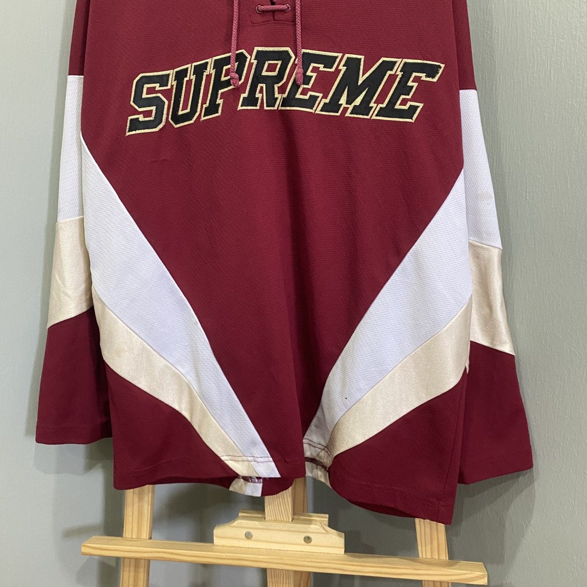 Supreme Supreme FW17 Hooded Hockey Jersey Burgundy Lace Up Hoodie Size US M / EU 48-50 / 2 - 4 Thumbnail