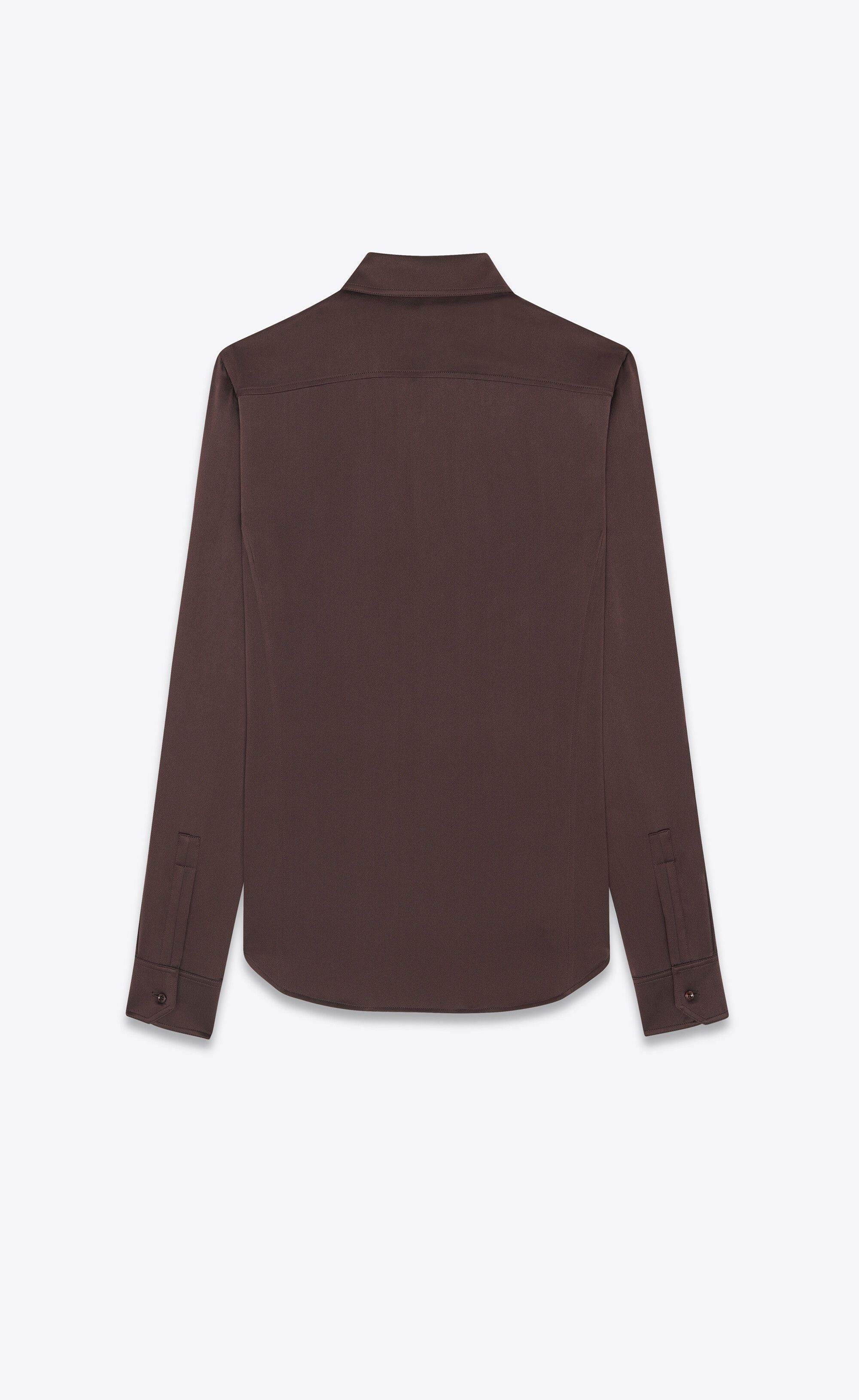 Saint Laurent Paris o1s1wg110225 705461 Fitted Shirt Washed Satin Silk Brown Size M / US 6-8 / IT 42-44 - 2 Thumbnail