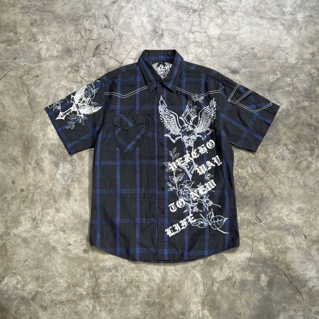 Affliction 2000s Vercho Affliction Style Check Skull Button Shirt Size US M / EU 48-50 / 2 - 1 Thumbnail