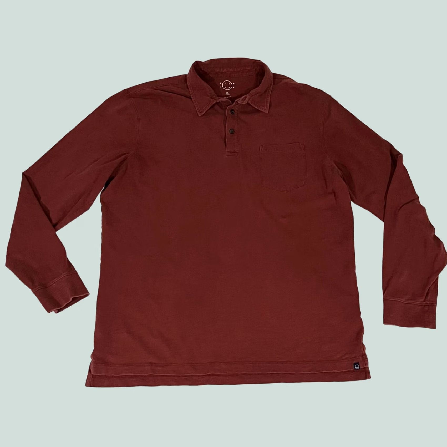 Vintage VINTAGE? Even Tide Men’s Polo Shirt Long Sleeve Burnt Red Maroon 100% Cotton XL Mens Shirt Size US XL / EU 56 / 4 - 1 Thumbnail