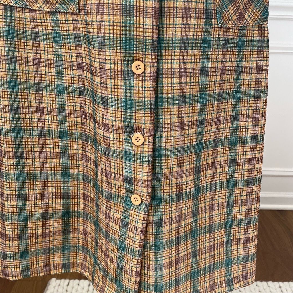 Vintage Vintage 70s Button Front Plaid Barkcloth Sleeveless Dress S Size S / US 4 / IT 40 - 5 Thumbnail