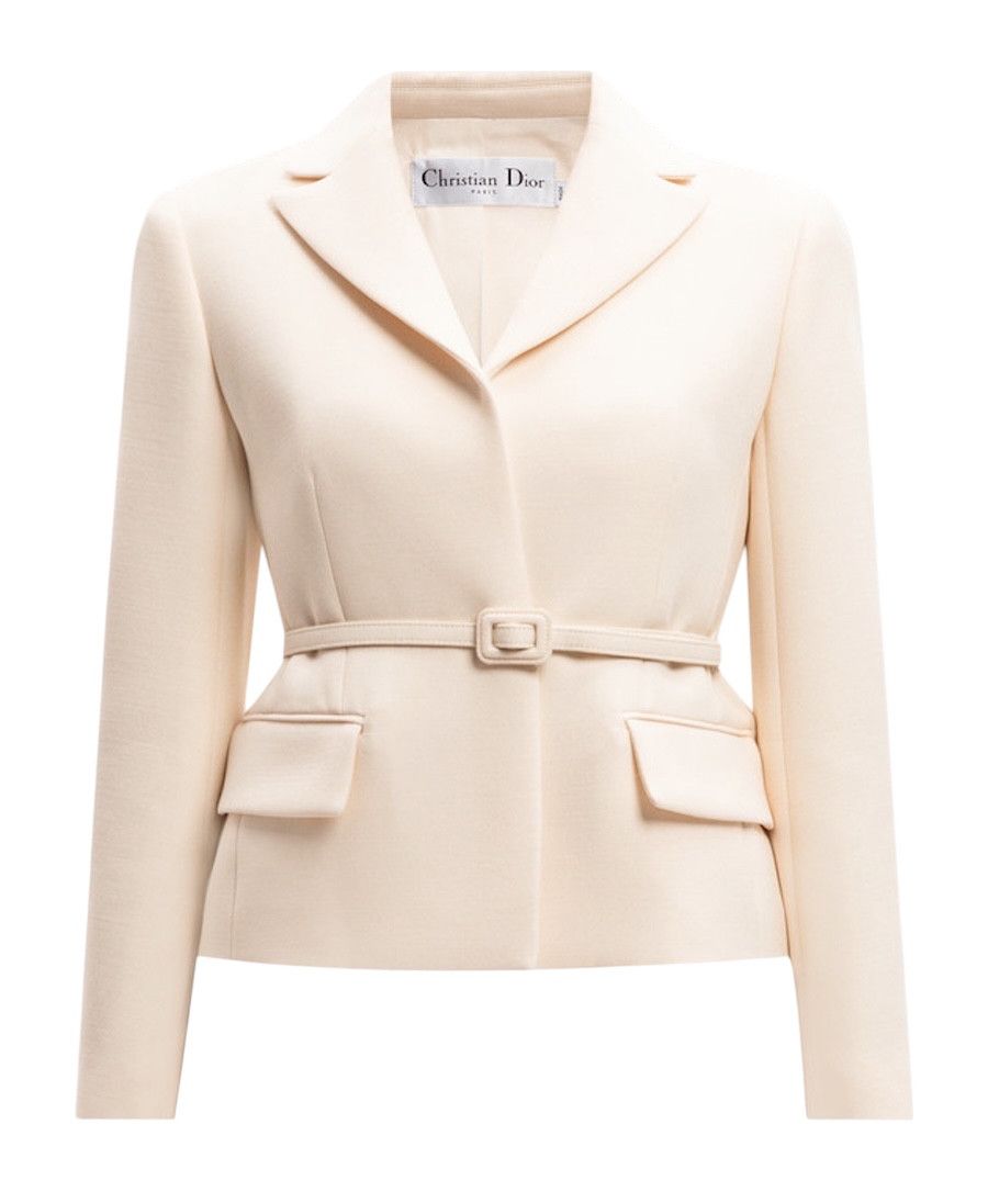 Dior Dior Cruise 2022 Cream Wool Silk Belted Bar Jacket Size S / US 4 / IT 40 - 1 Thumbnail