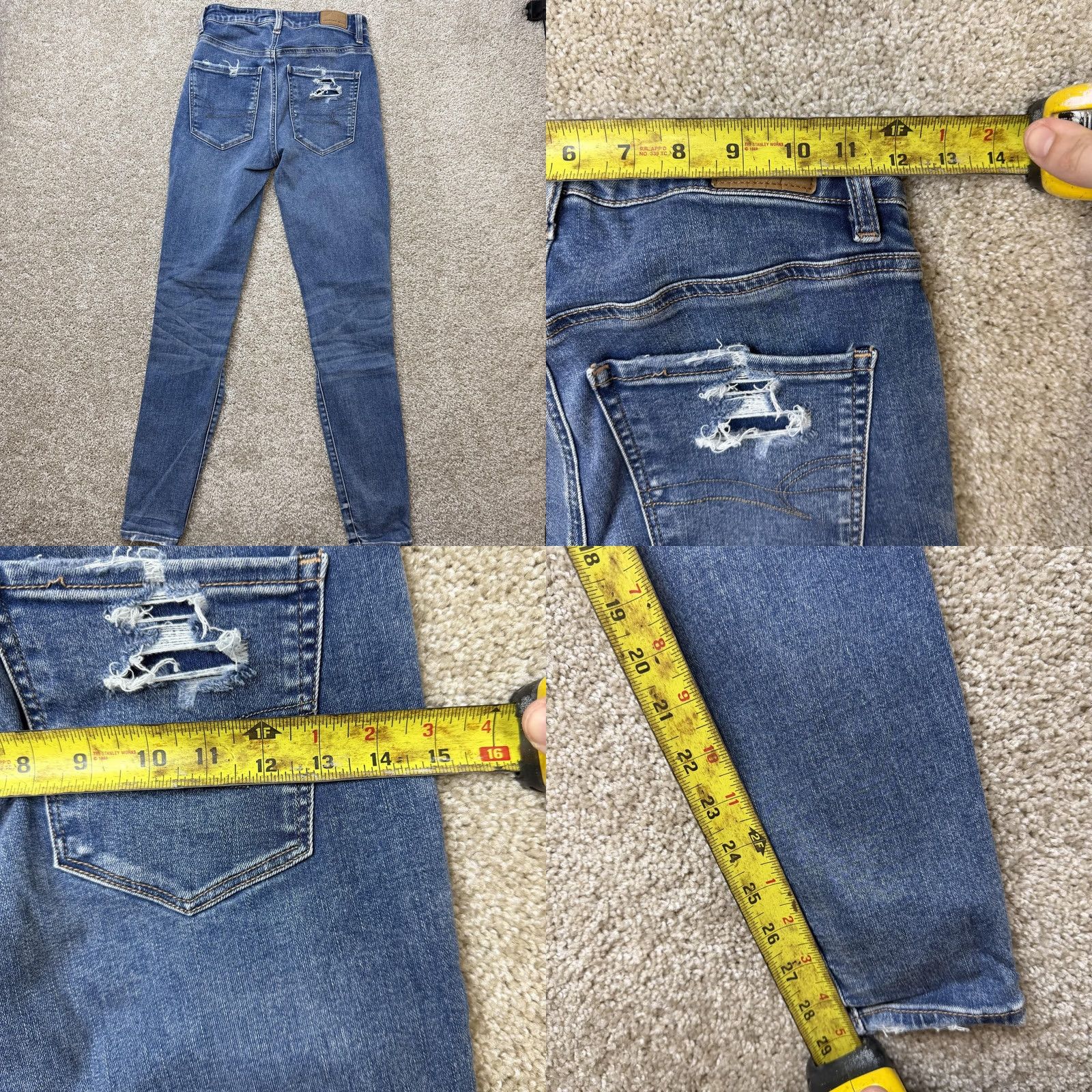American Eagle Outfitters American Eagle Outfitters Womens 2 High Rise Jegging Jeans Med Wash Distressed Size 26" / US 2 / IT 38 - 8 Thumbnail