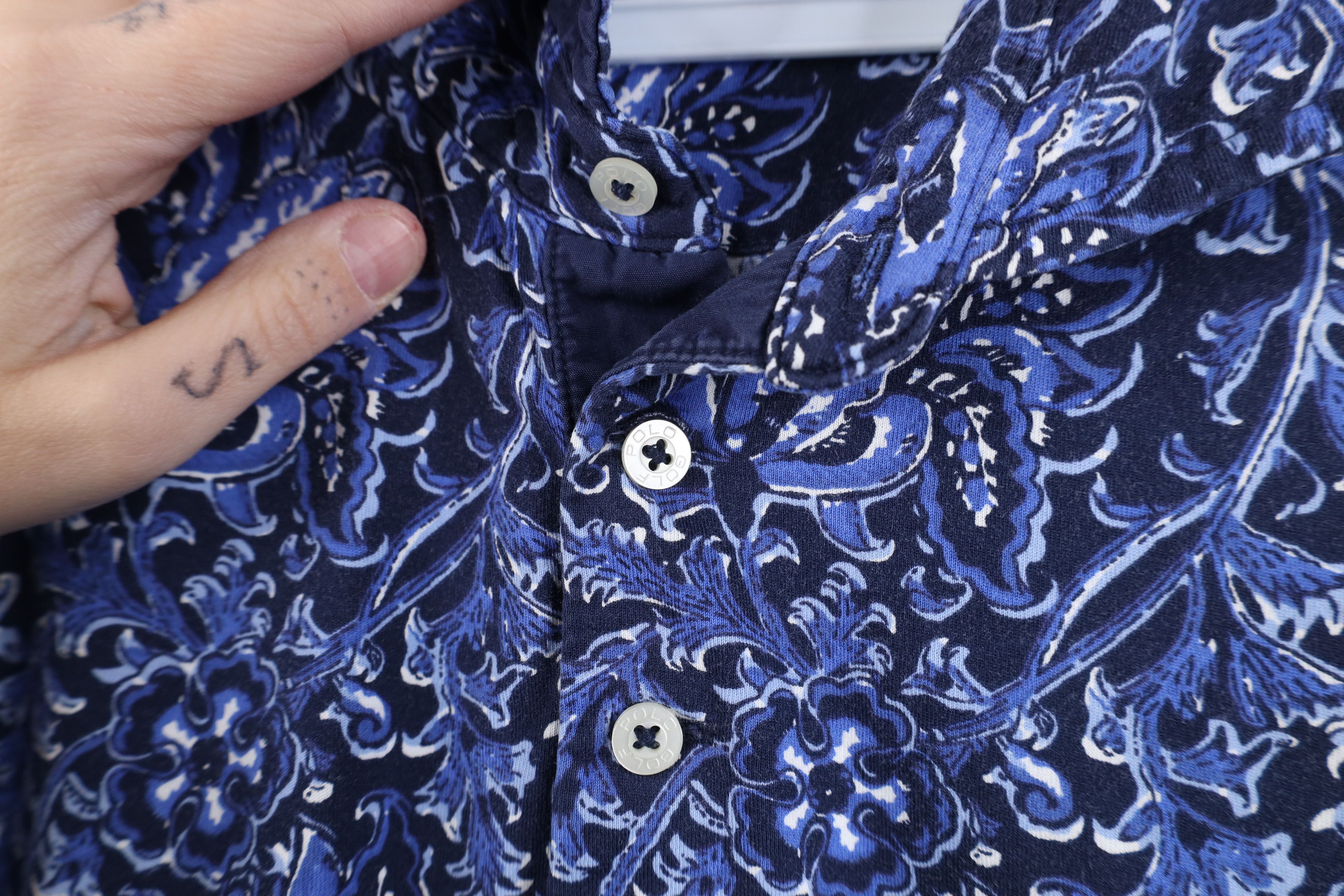 Ralph Lauren Vintage Y2K Ralph Lauren Over Print Collared Polo Shirt Blue Size US L / EU 52-54 / 3 - 7 Thumbnail