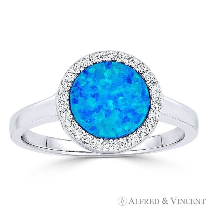 Other Synthetic Opal & CZ Crystal Halo Ring in 925 Sterling Silver Size ONE SIZE - 1 Preview