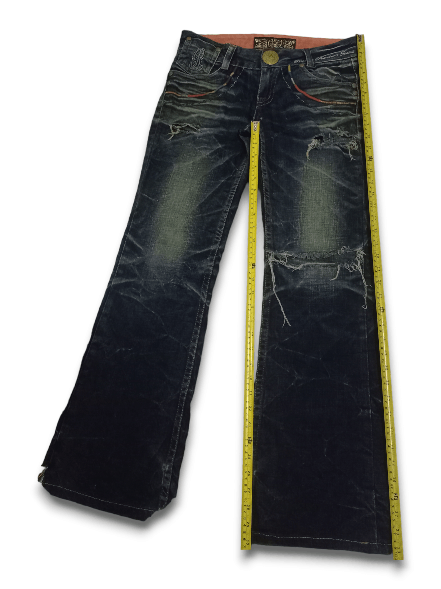 Japanese Brand Vintage Japanese Embroidered Buckle Back Flare Jeans Size US 32 / EU 48 - 13 Thumbnail