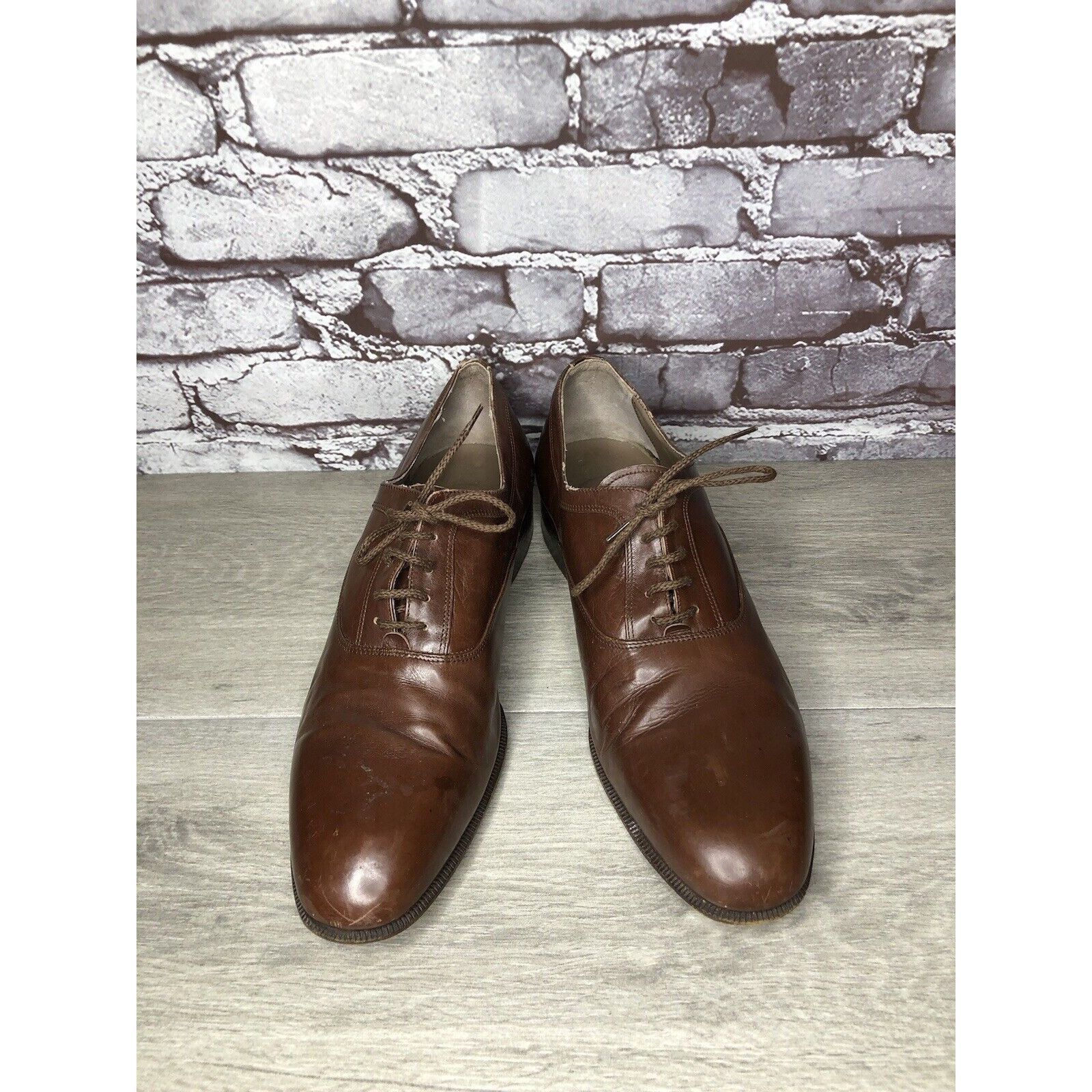 Other Ennesi Gold VTG Brown Leather Derby Lace Up Dress Shoes Men Size US 9.5 / EU 42-43 - 2 Thumbnail