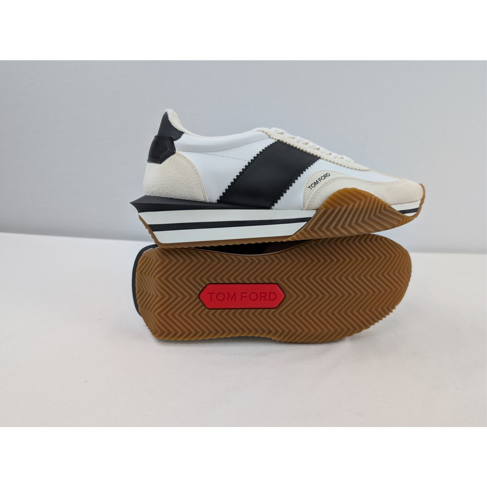 Tom Ford o1rshd1 Chunky Low top Sneaker in white/black/Brown Size US 10 / EU 43 - 12 Thumbnail