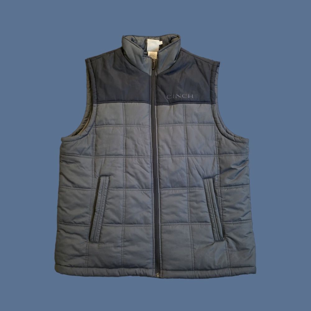 Vintage Cinch Vest Puffer Quilted Full Zip Lined Charcoal Gray Men's XL Western Casual Jacket/Coat Size US XL / EU 56 / 4 - 1 Thumbnail