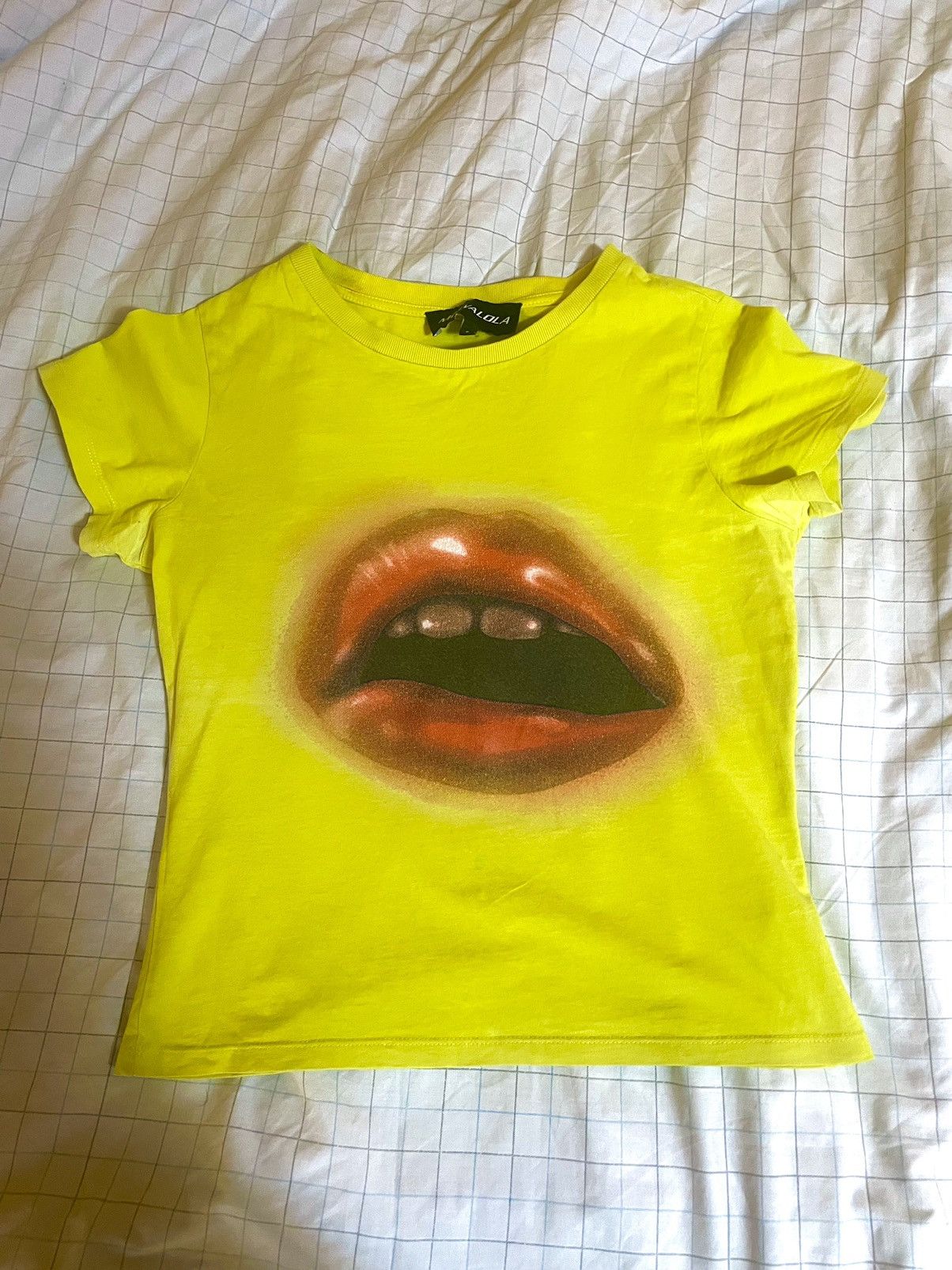 image of Mowalola Lips Tee in Yellow, Women's (Size Small)