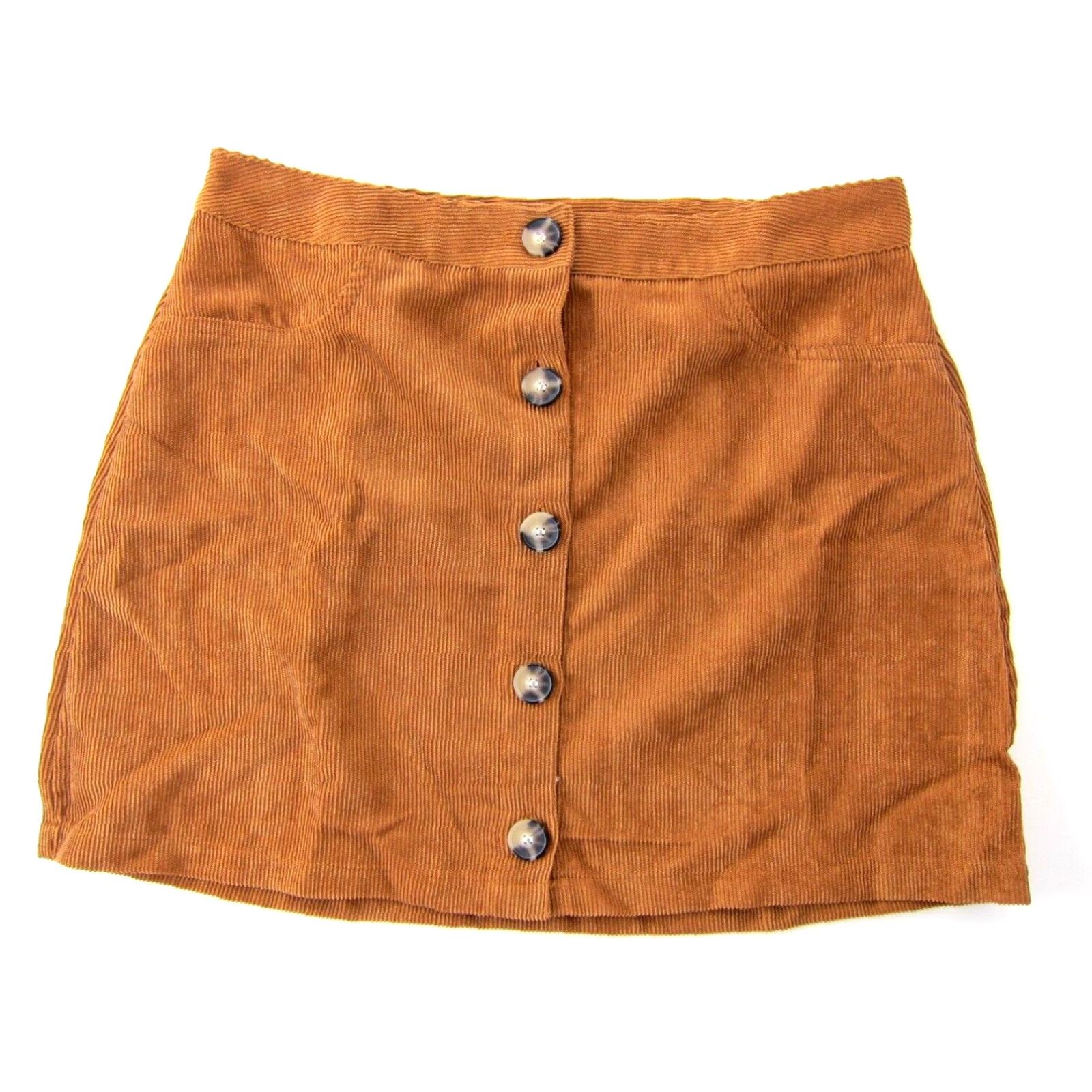 Vintage NWT BCX Paprika Brown Corduroy Button Down Back Pocket Mini Skirt Women L JR 11 Size 32" / US 10 / IT 46 - 2 Thumbnail