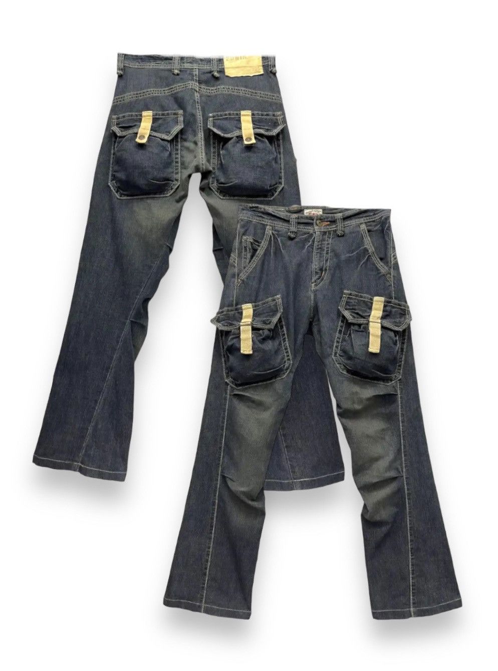 image of Fyevtg Edwin Xvs Bush Cargo Tactical Stretch Denim Flared in Blue, Men's (Size 30)