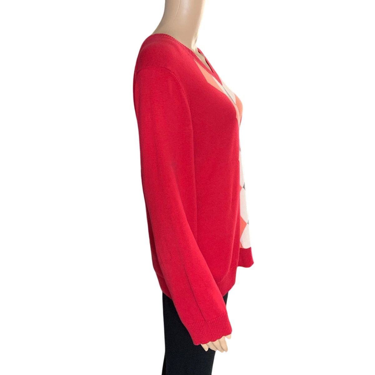 Van Heusen Van Heusen Women's Size Large V-Neck Sweater Pullover Argyle Size L / US 10 / IT 46 - 2 Thumbnail
