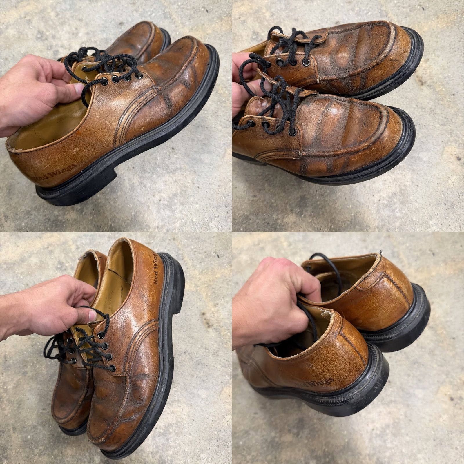 Red Wing VINTAGE Red Wing USA 104 Postman Boots Mens 10 B Distressed Moc Toe SuperSole Leather Derby Workwear USA 90s Size US 9 / EU 42 - 8 Thumbnail