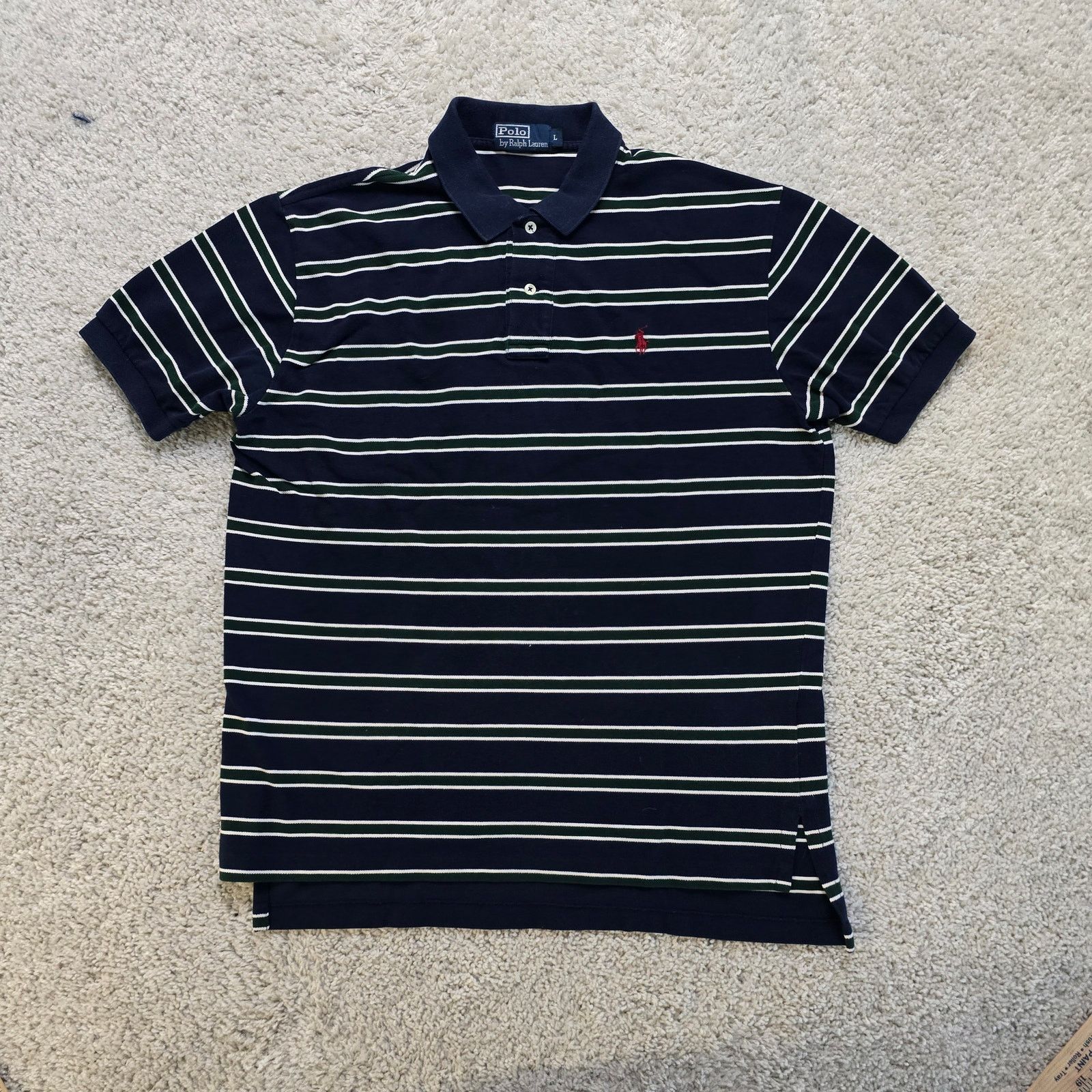 Ralph Lauren Polo Ralph Lauren Mens Vintage VTG Stripe button Polo Blue Size US L / EU 52-54 / 3 - 2 Thumbnail