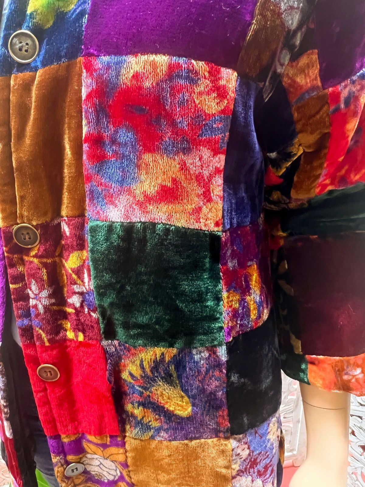 Vintage Vintage 90s quilted velvet patchwork jacket size M Size M / US 6-8 / IT 42-44 - 3 Thumbnail