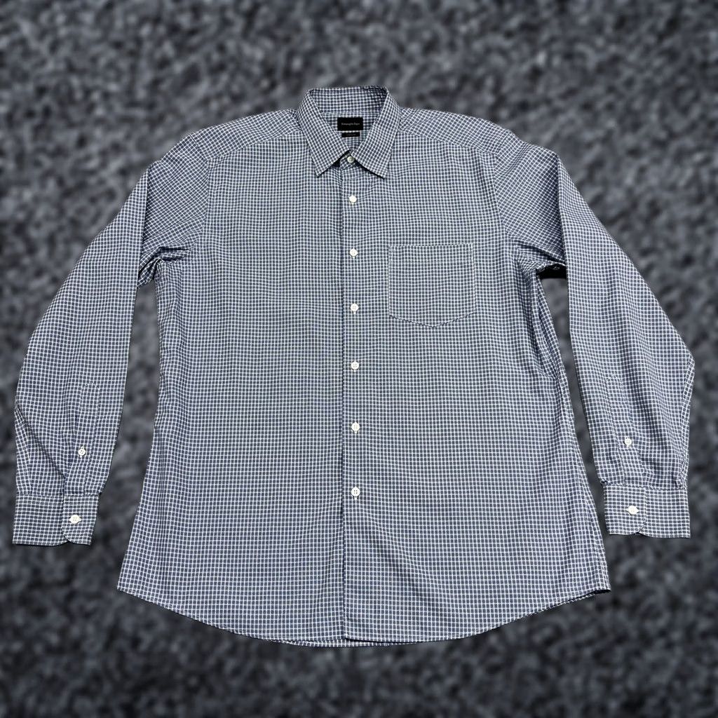 Ermenegildo Zegna Ermenegildo Zegna Shirt Mens XL Blue Check Traveller Long Sleeve Dress Turkey Size 46R - 1 Thumbnail