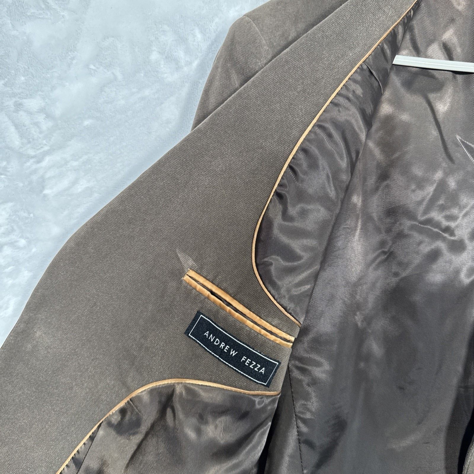 Andrew Fezza 42L - ANDREW FEZZA Lt Brown POLYESTER BLAZER SPORT Size 42L - 3 Thumbnail