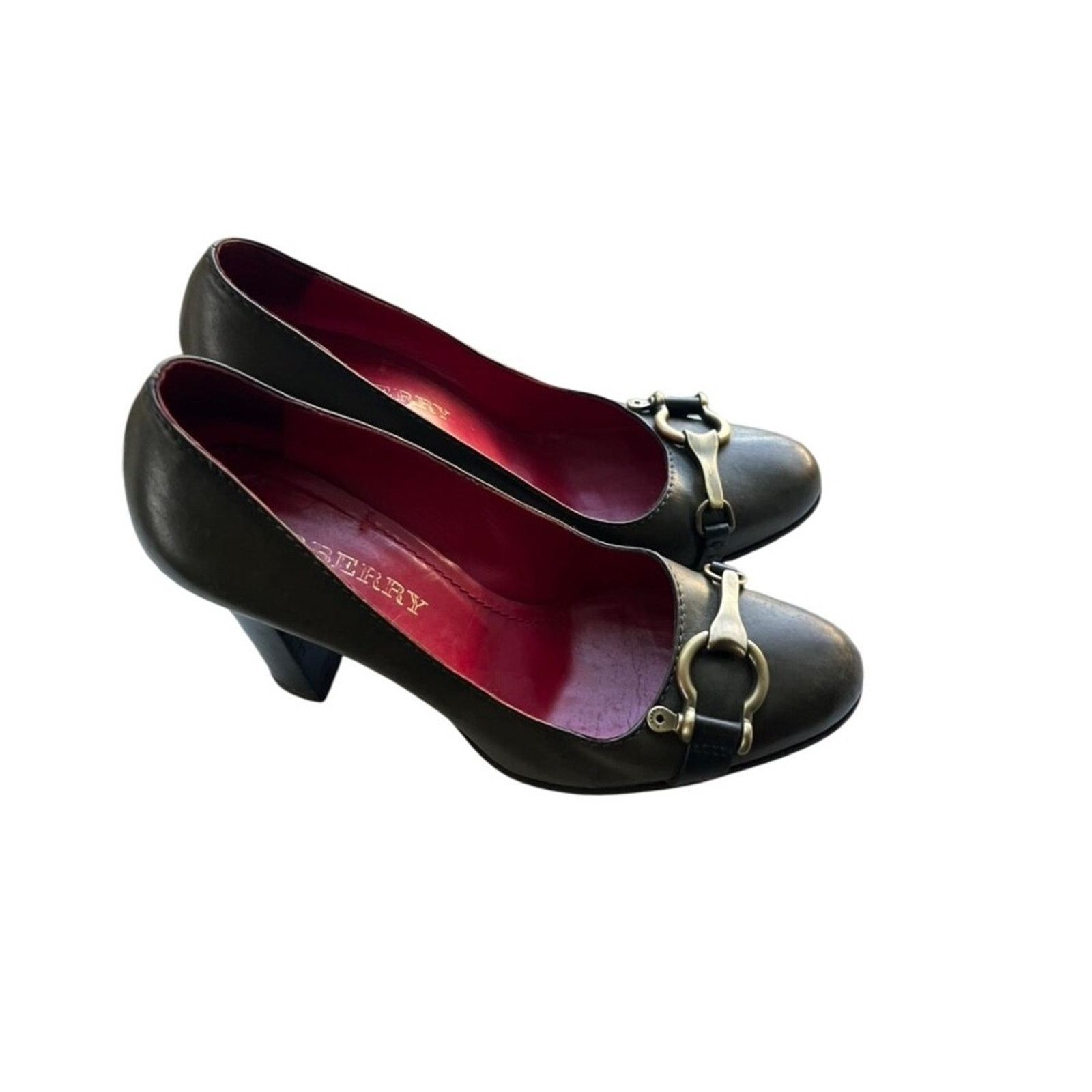 Burberry BURBERRY Pumps Women Designer Heels Gold Buckle Size US 8.5 / IT 38.5 - 4 Thumbnail