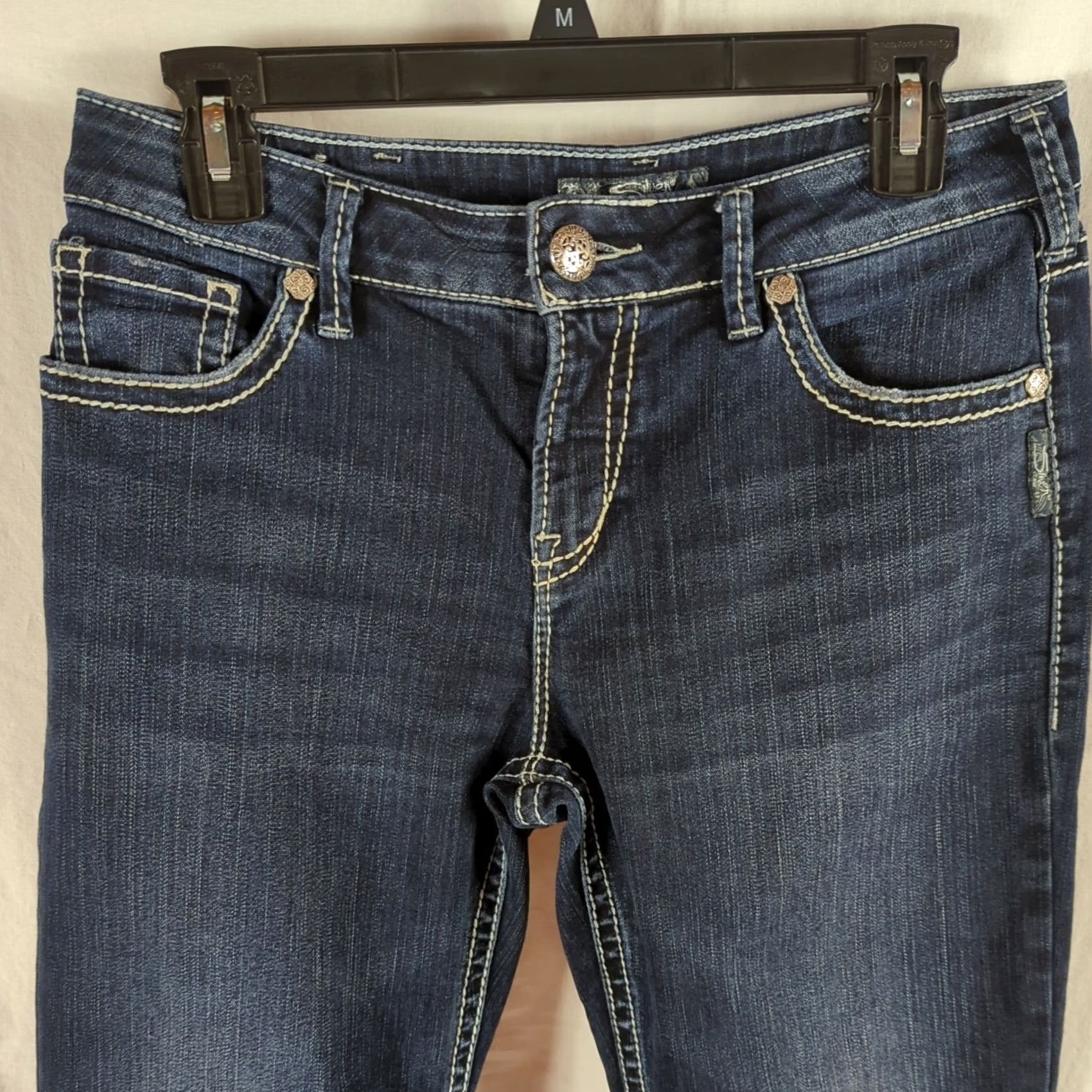 Silver Jeans Co. VINTAGE Silver Jeans Natsuki Womens Jeans Bootcut Mid Rise 30x31 Blue Denim Embroidered Inseam 31 Womens Size 30" / US 8 / IT 44 - 2 Thumbnail