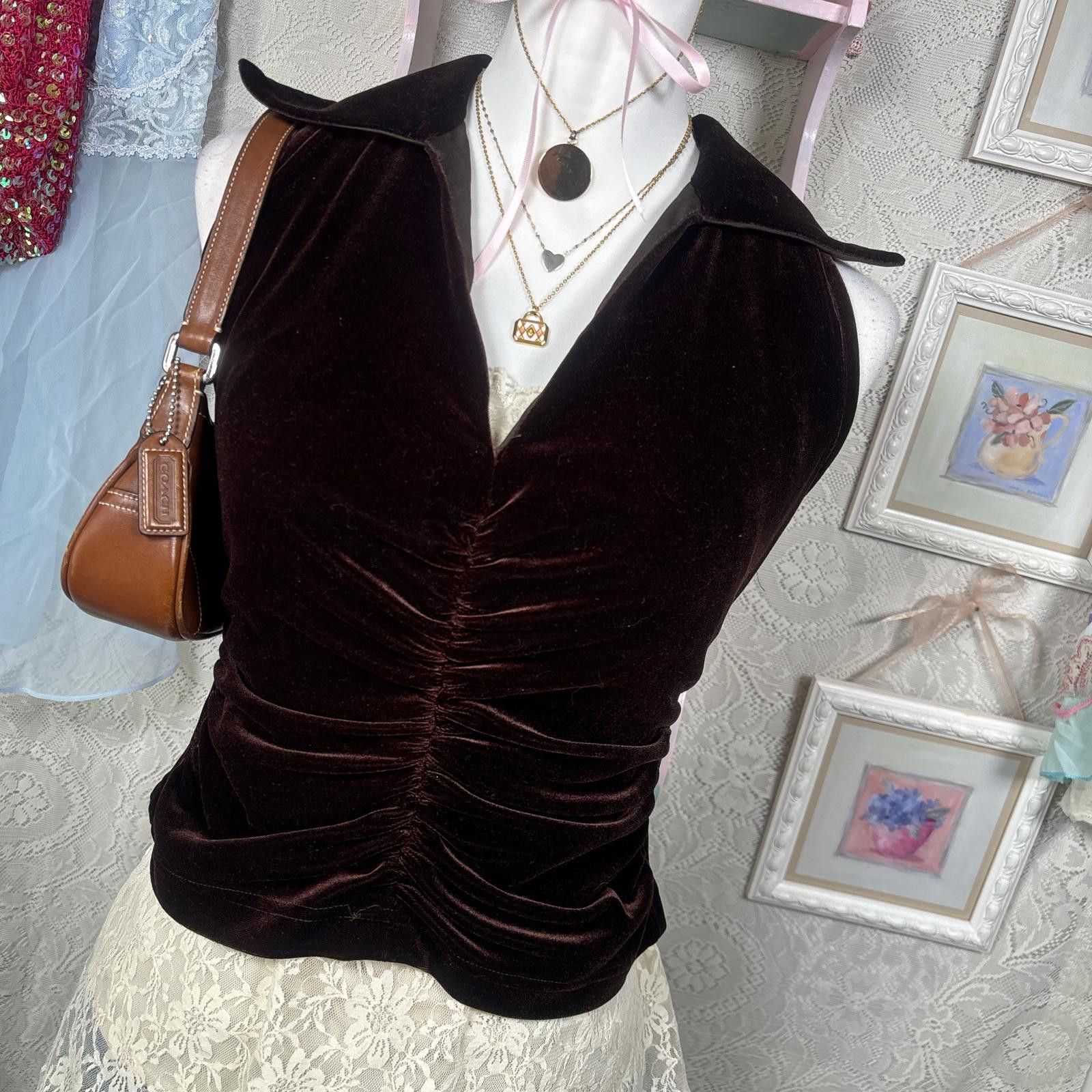 Other vintage cache velvet ruched top Size M / US 6-8 / IT 42-44 - 1 Thumbnail