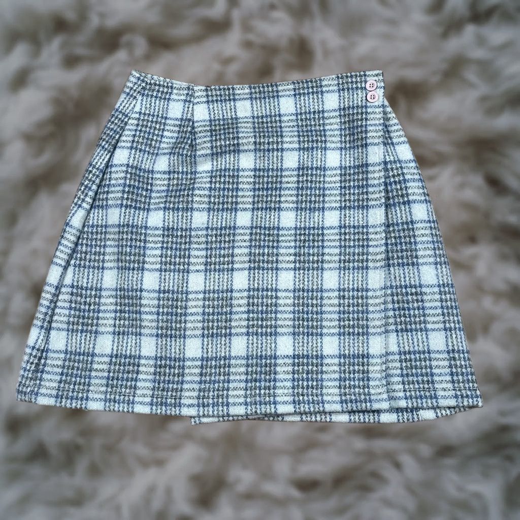 Vintage VINTAGE Soft Options Skirt Womens M Medium Wool Blend Plaid Pencil Above Knee Length Size 32" / US 10 / IT 46 - 1 Thumbnail