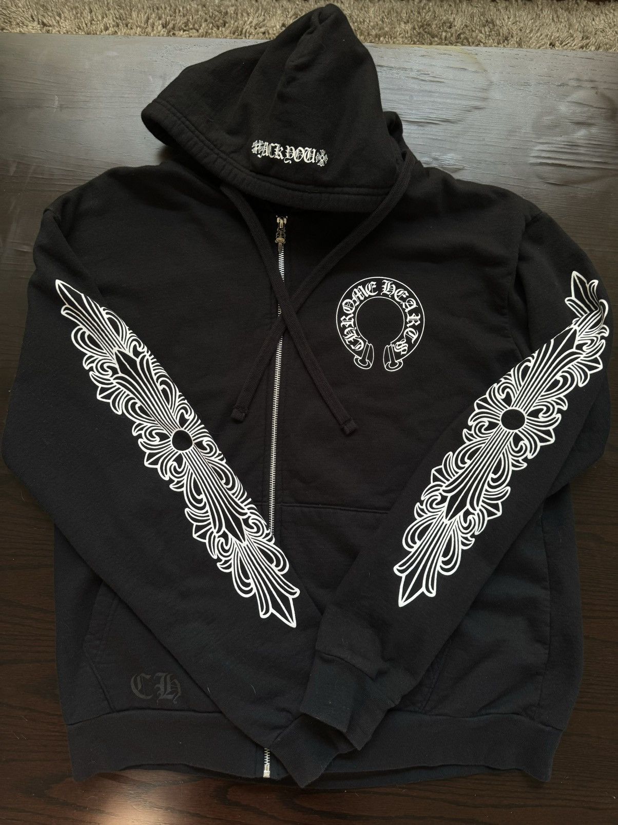 Pre-owned Chrome Hearts Zip Up “f You” In Black