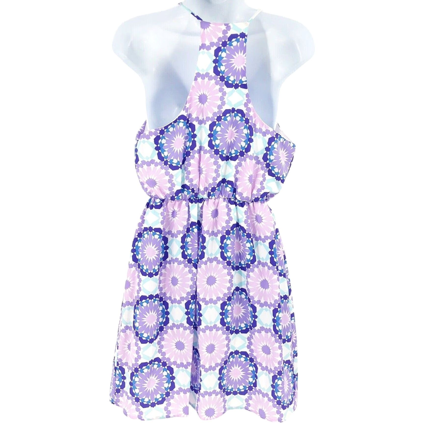 Vintage EVERLY Dress Women S Purple Floral Knee Length Sleeveless V-Neck A-Line Casual Holiday - Womens Size S / US 4 / IT 40 - 2 Thumbnail