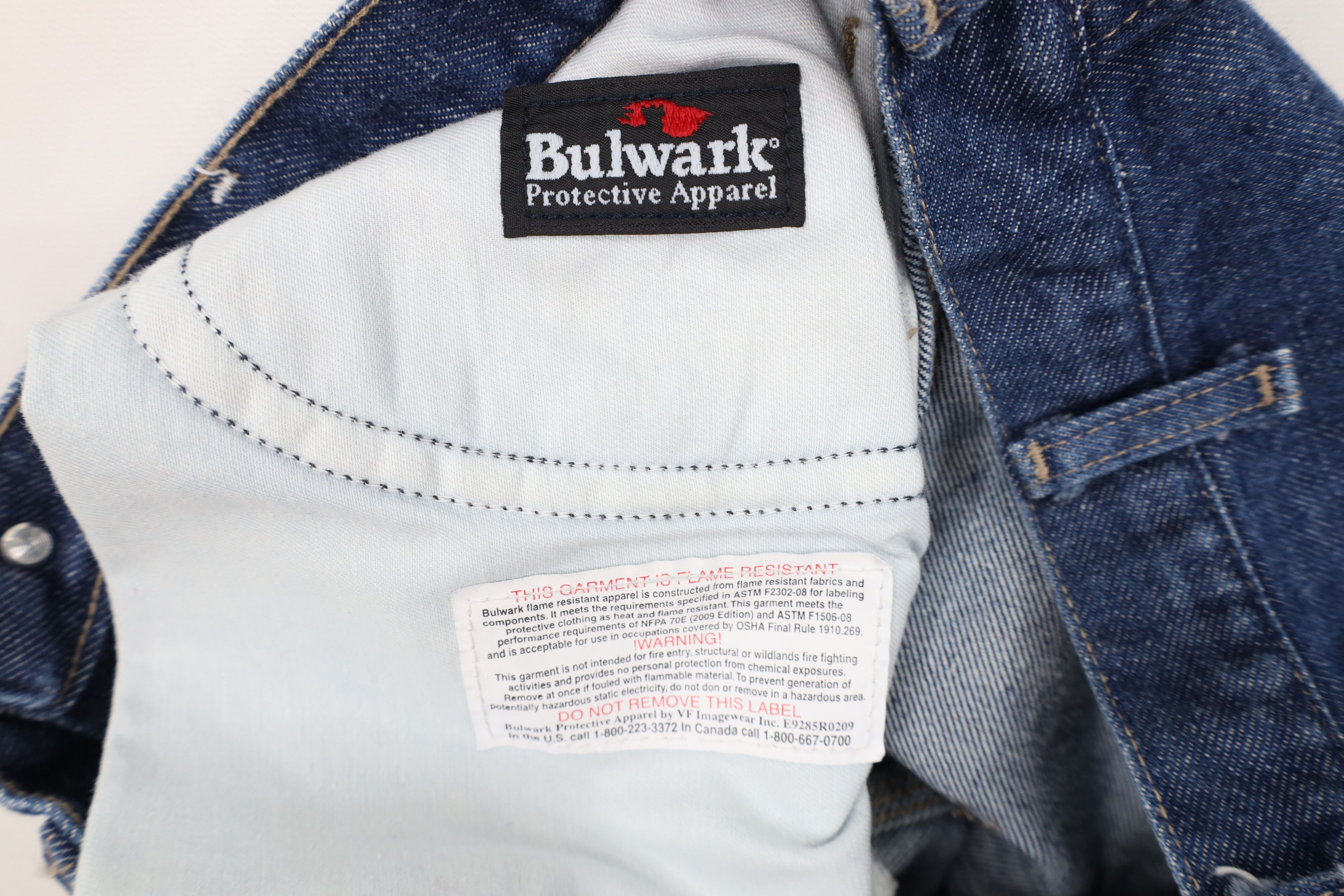 Bulwark Bulwark FR Fire Flame Resistant Dungaree Wide Leg Jeans Blue Size US 34 / EU 50 - 7 Thumbnail