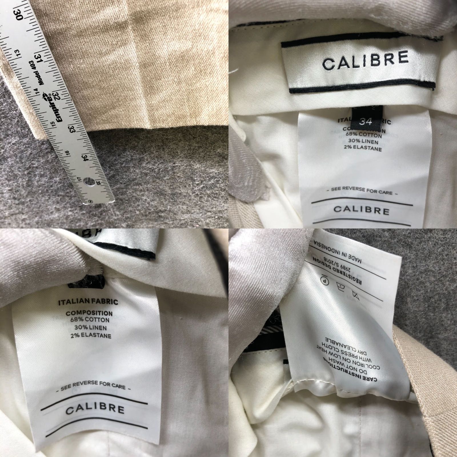 Calibre Calibre Linen Blend Dress Pants Mens 34x33 Beige Flat Front Slim Straight Pants Size US 34 / EU 50 - 8 Thumbnail