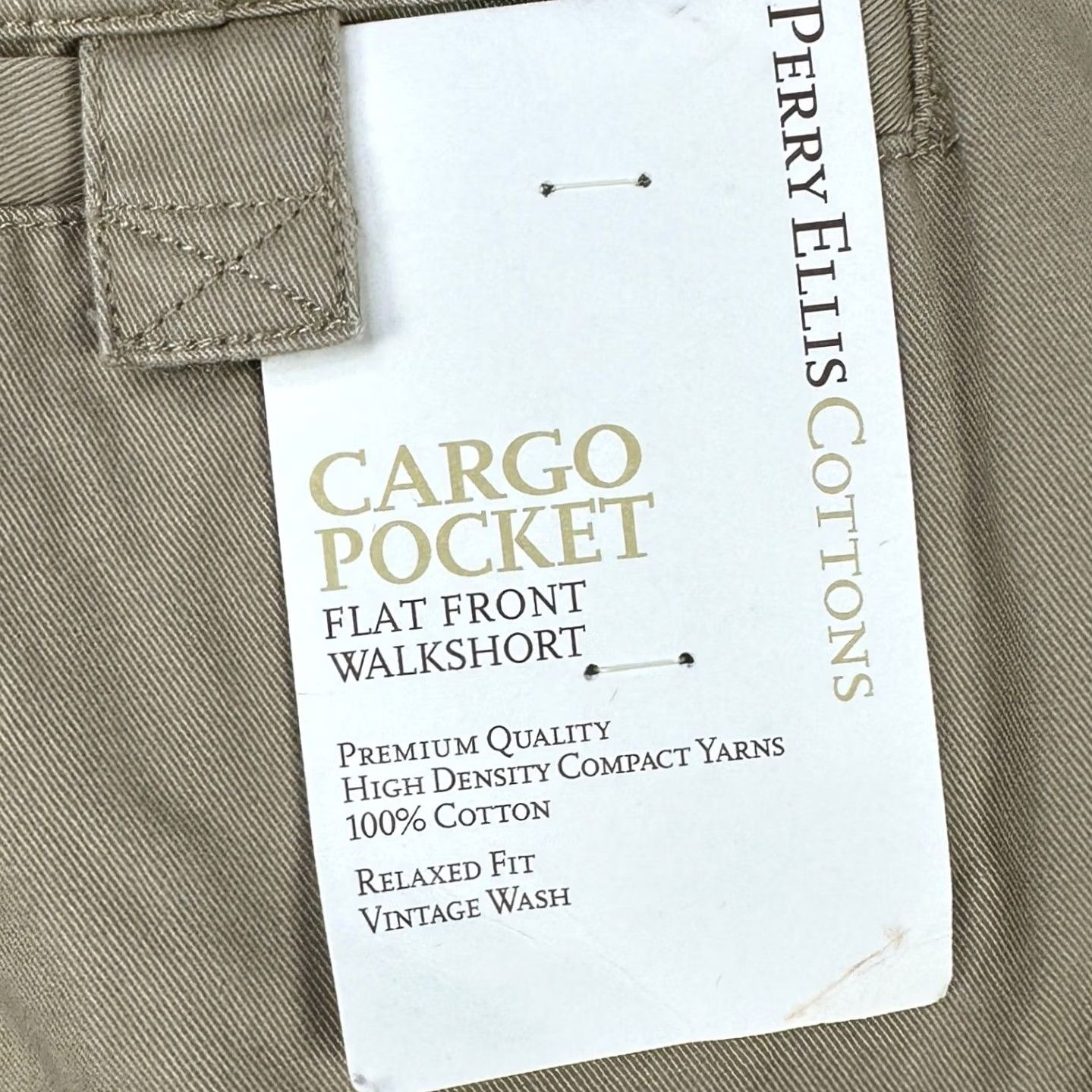 Perry Ellis Perry Ellis Mens Cargo Walk Shorts 38 Tan Relaxed Flat Front 100% Cotton NEW Size US 38 / EU 54 - 2 Thumbnail